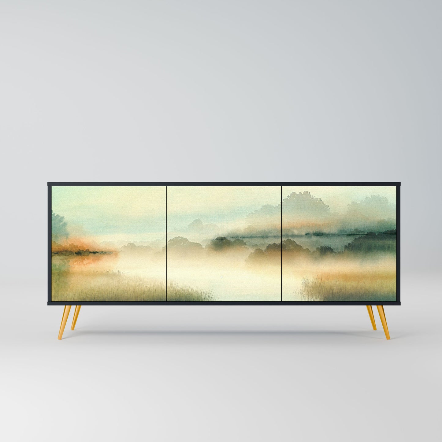 Credenza MORNING BY THE LAKE a 3 ante in finitura nera