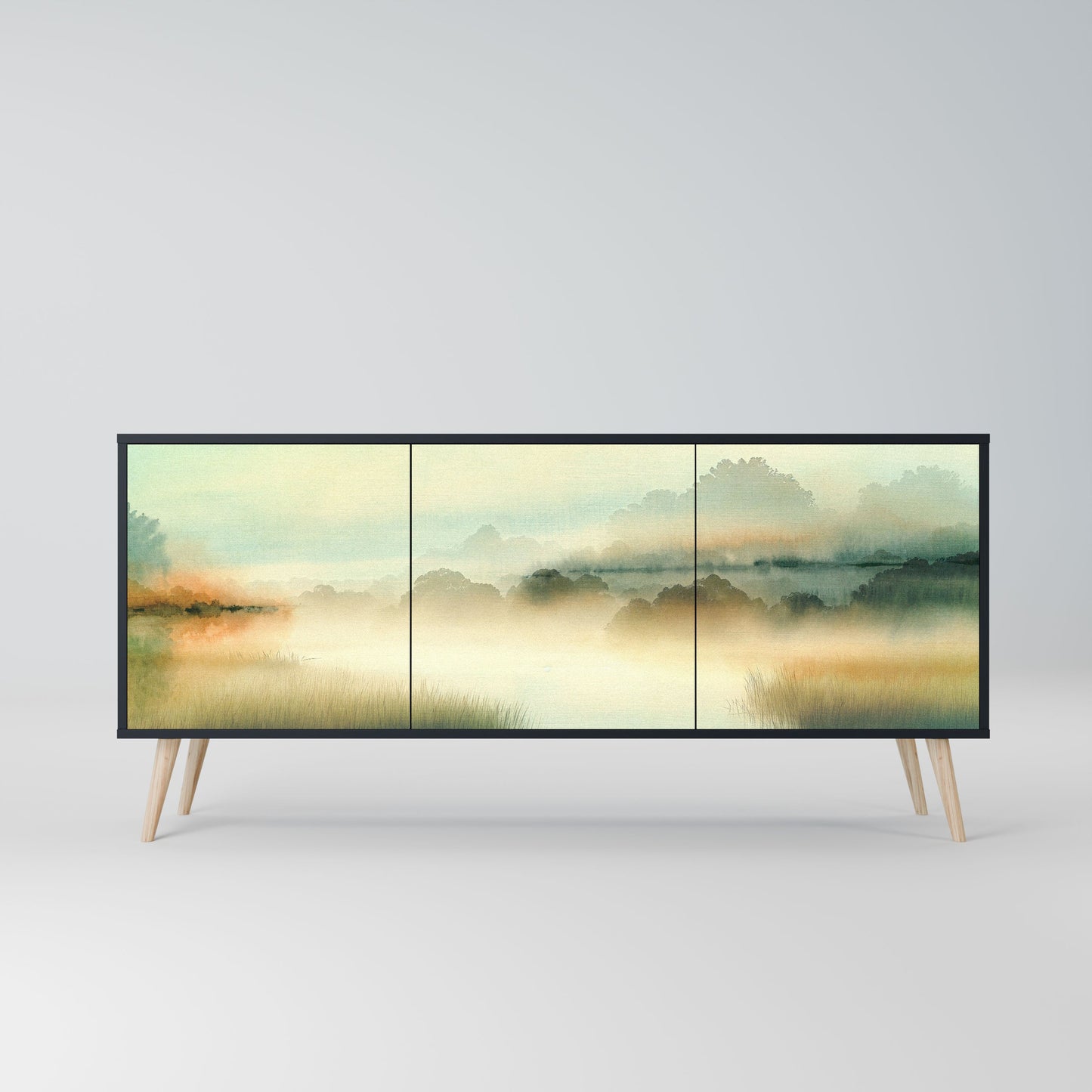 Credenza MORNING BY THE LAKE a 3 ante in finitura nera