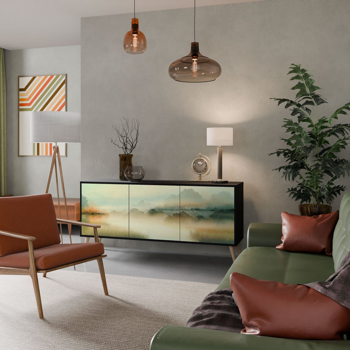 Credenza MORNING BY THE LAKE a 3 ante in finitura nera