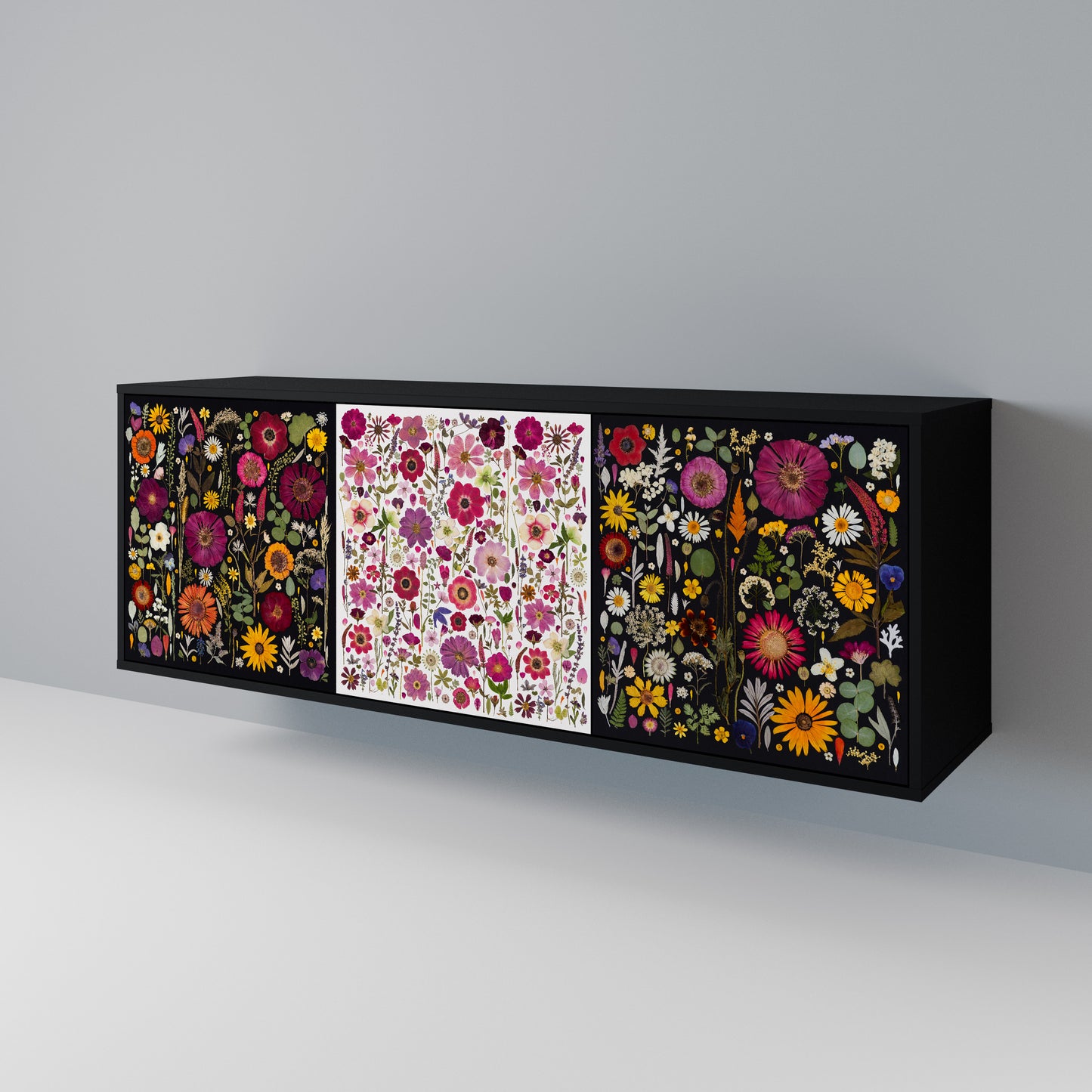 DAYNITE GARDEN 3-Door Sideboard in Black Finish
