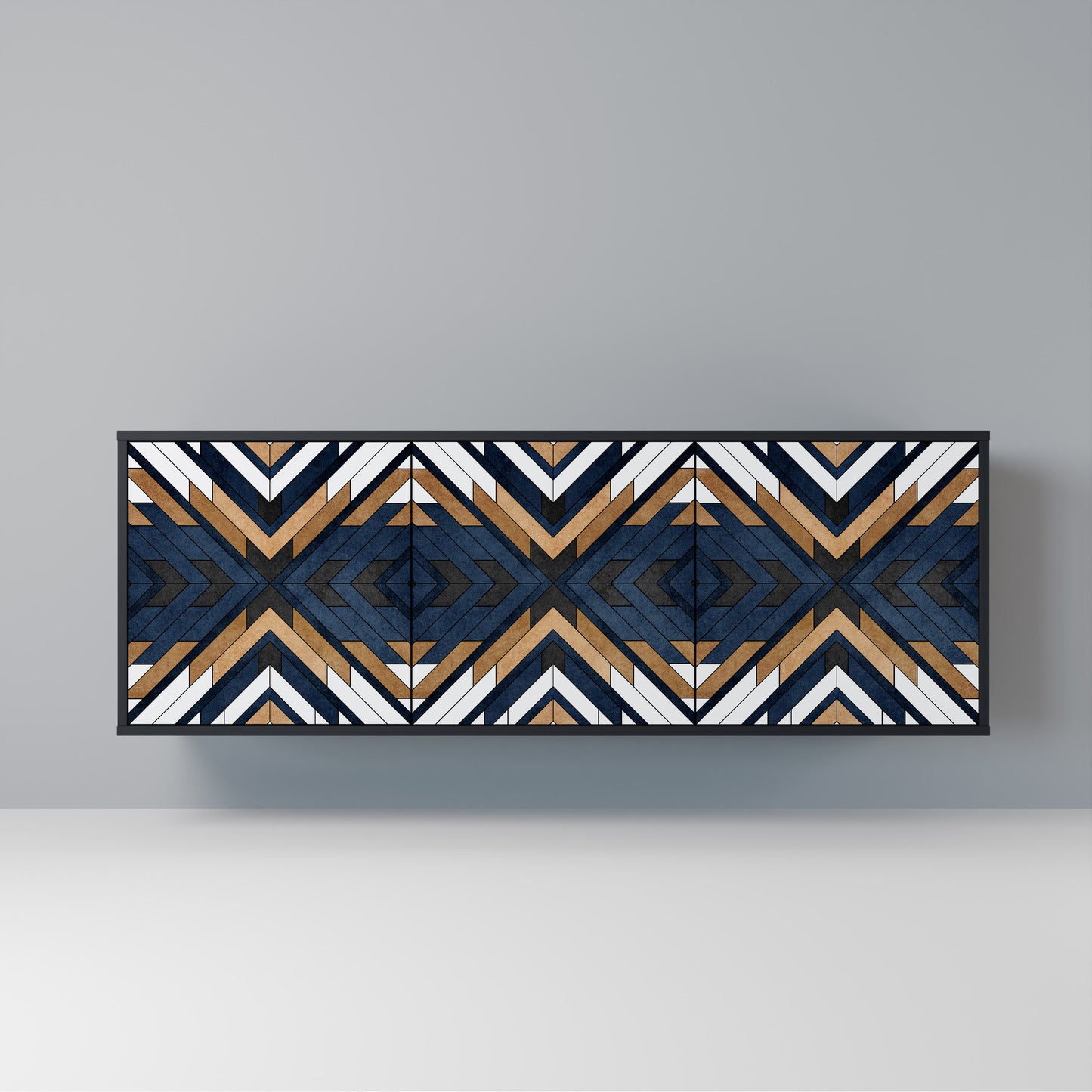 ARTFUL GEOMETRY Madia a 3 Ante in Finitura Nera