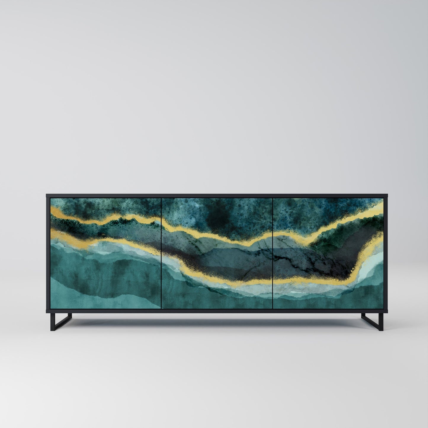Credenza a 3 ante GOLDRUSH ODYSSEY in finitura nera