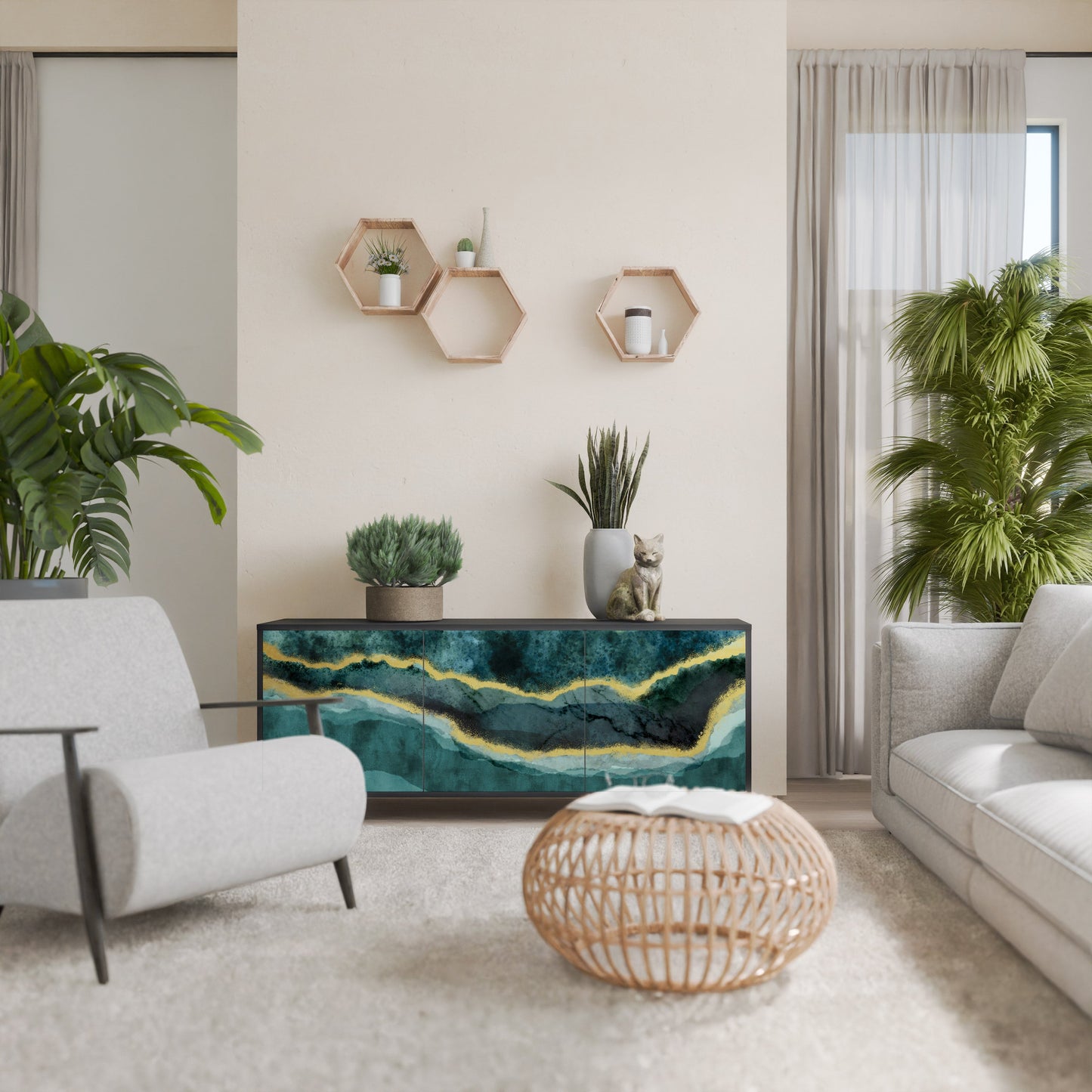 Credenza a 3 ante GOLDRUSH ODYSSEY in finitura nera