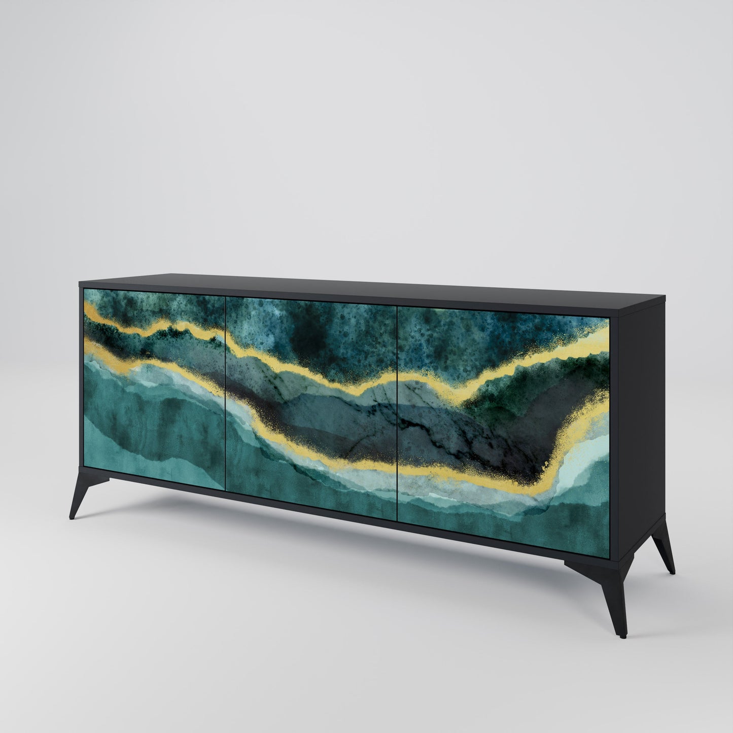 Credenza a 3 ante GOLDRUSH ODYSSEY in finitura nera