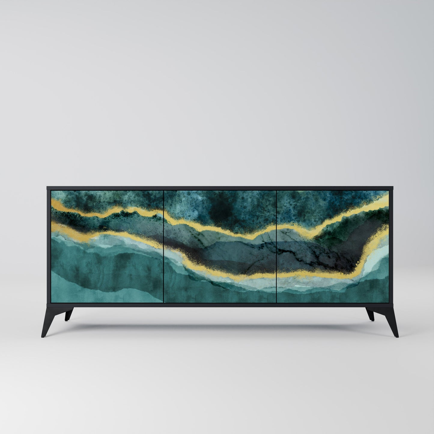 Credenza a 3 ante GOLDRUSH ODYSSEY in finitura nera