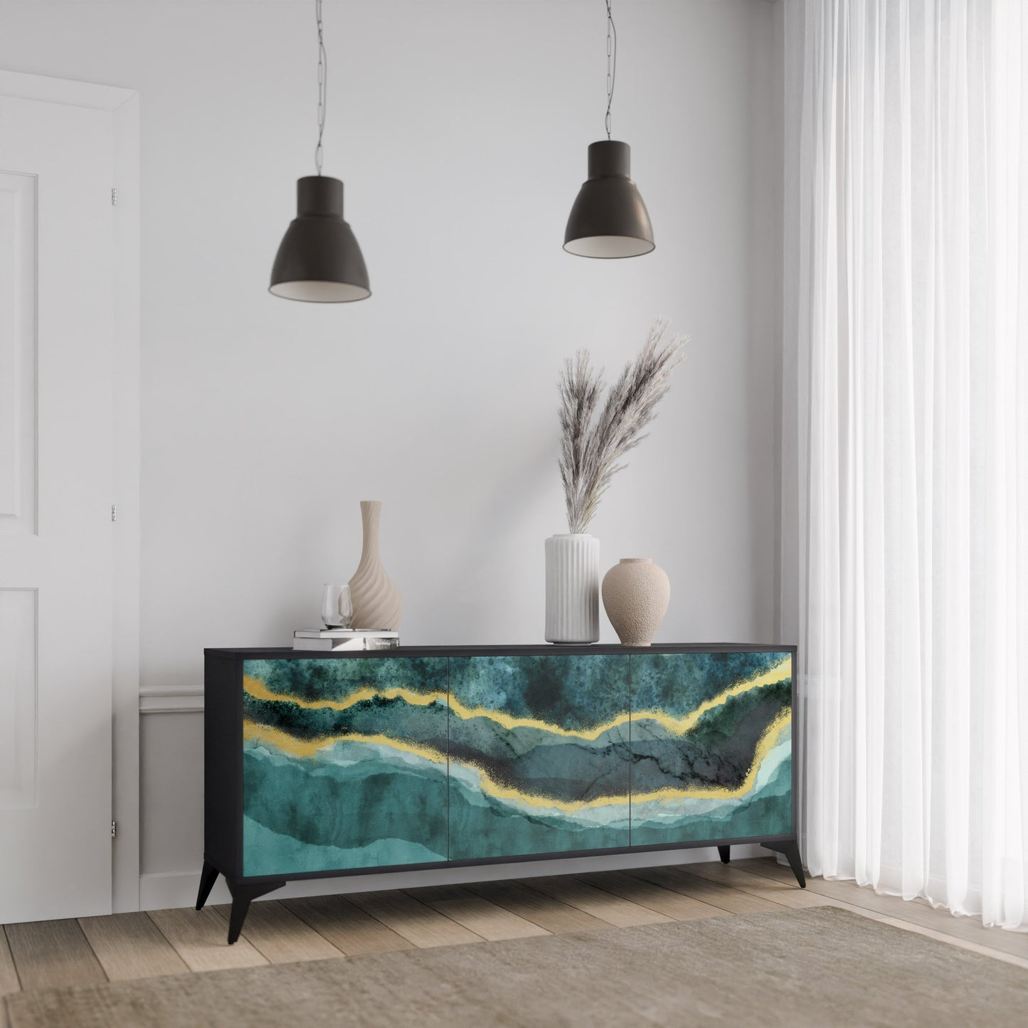 Credenza a 3 ante GOLDRUSH ODYSSEY in finitura nera