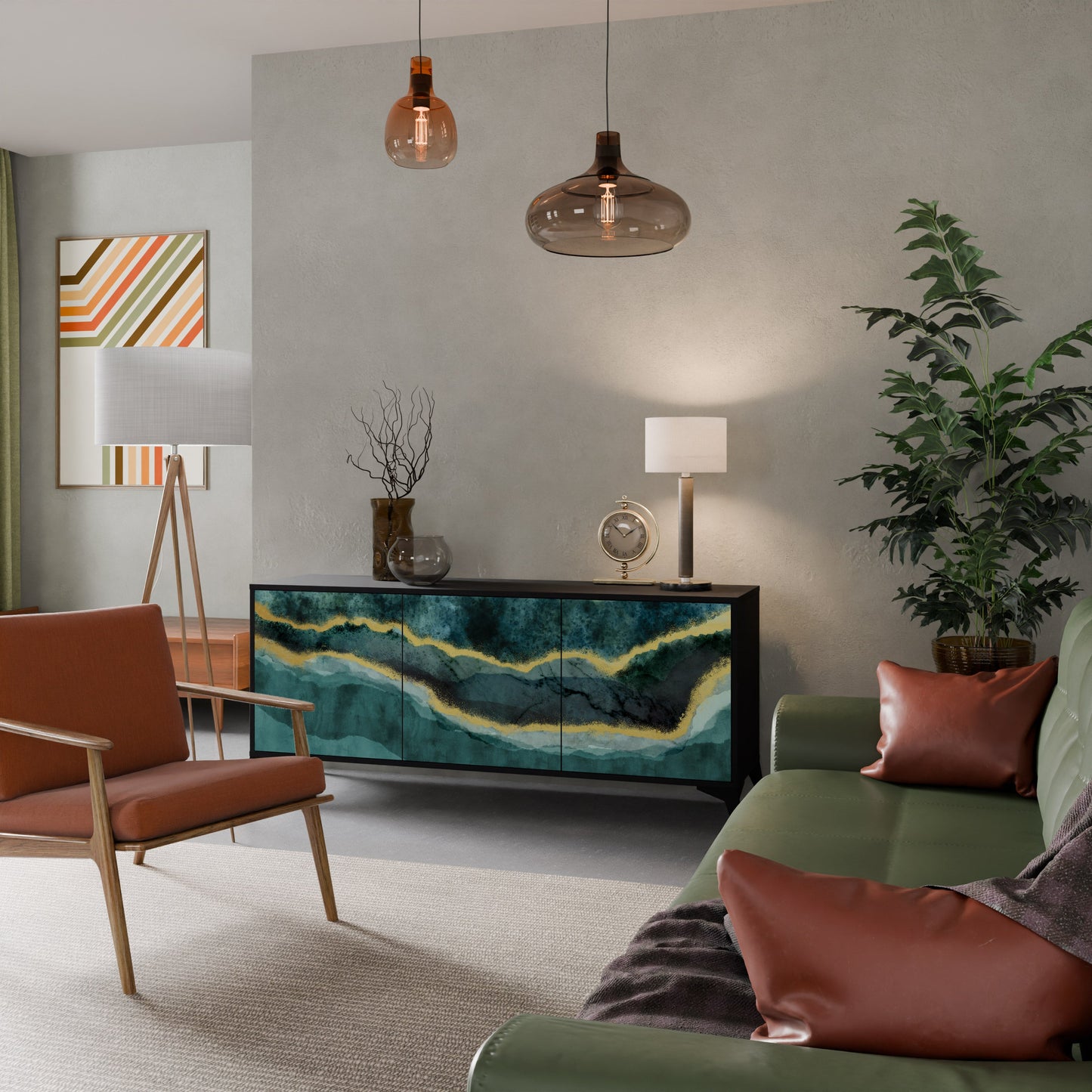 Credenza a 3 ante GOLDRUSH ODYSSEY in finitura nera