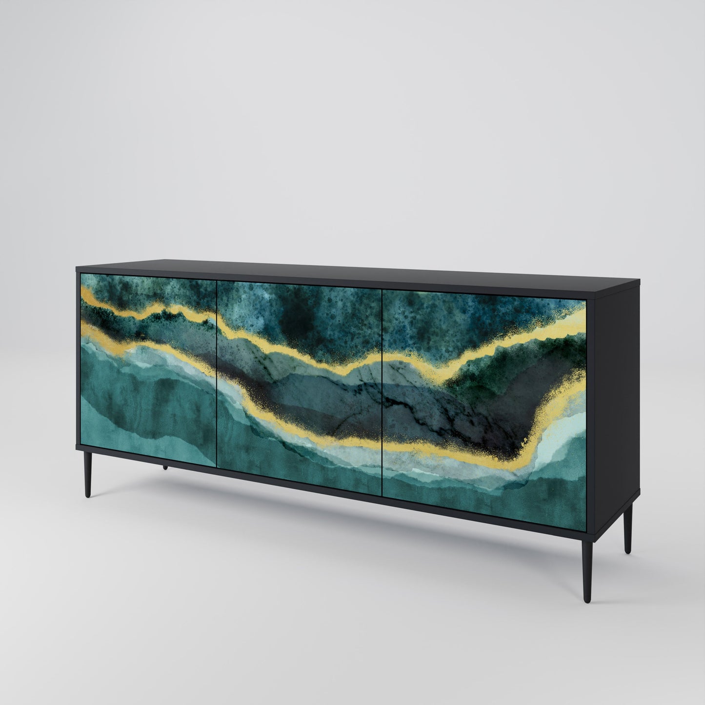 Credenza a 3 ante GOLDRUSH ODYSSEY in finitura nera