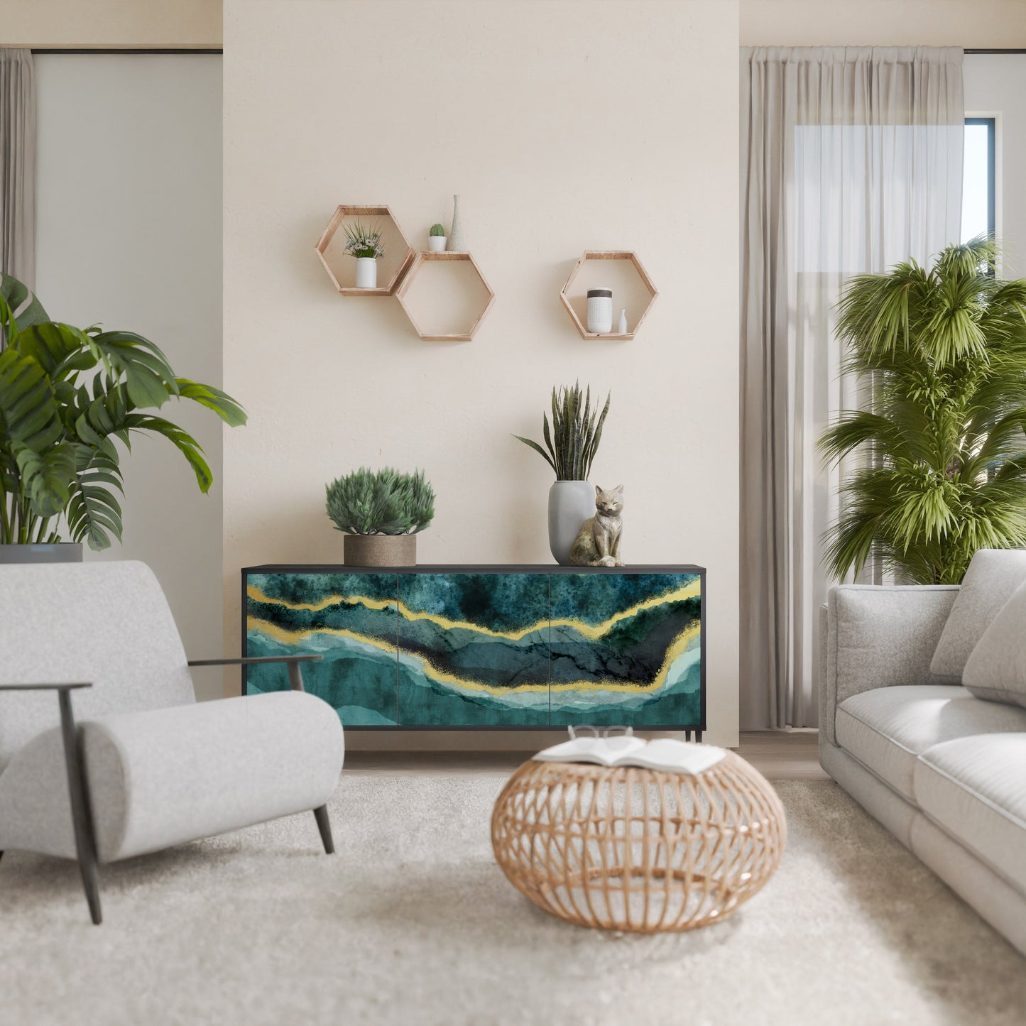 Credenza a 3 ante GOLDRUSH ODYSSEY in finitura nera