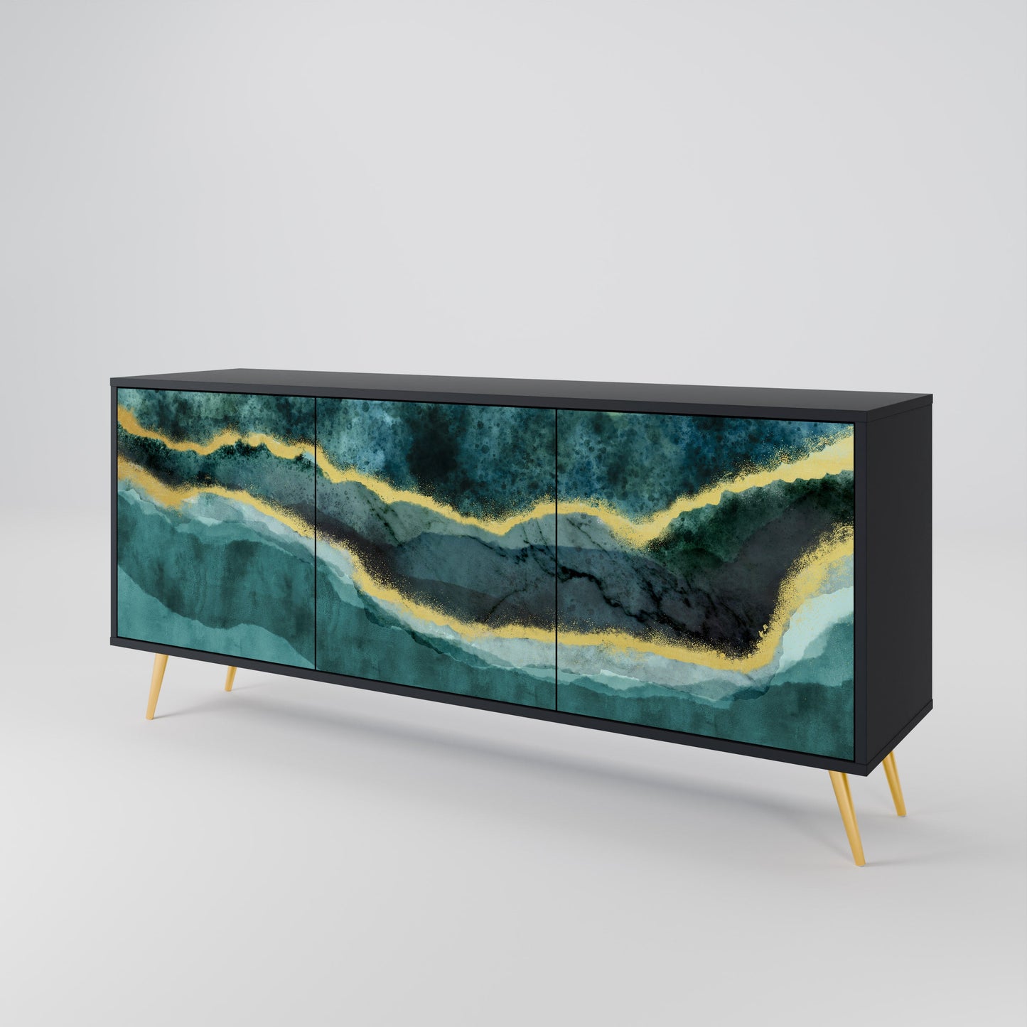 Credenza a 3 ante GOLDRUSH ODYSSEY in finitura nera