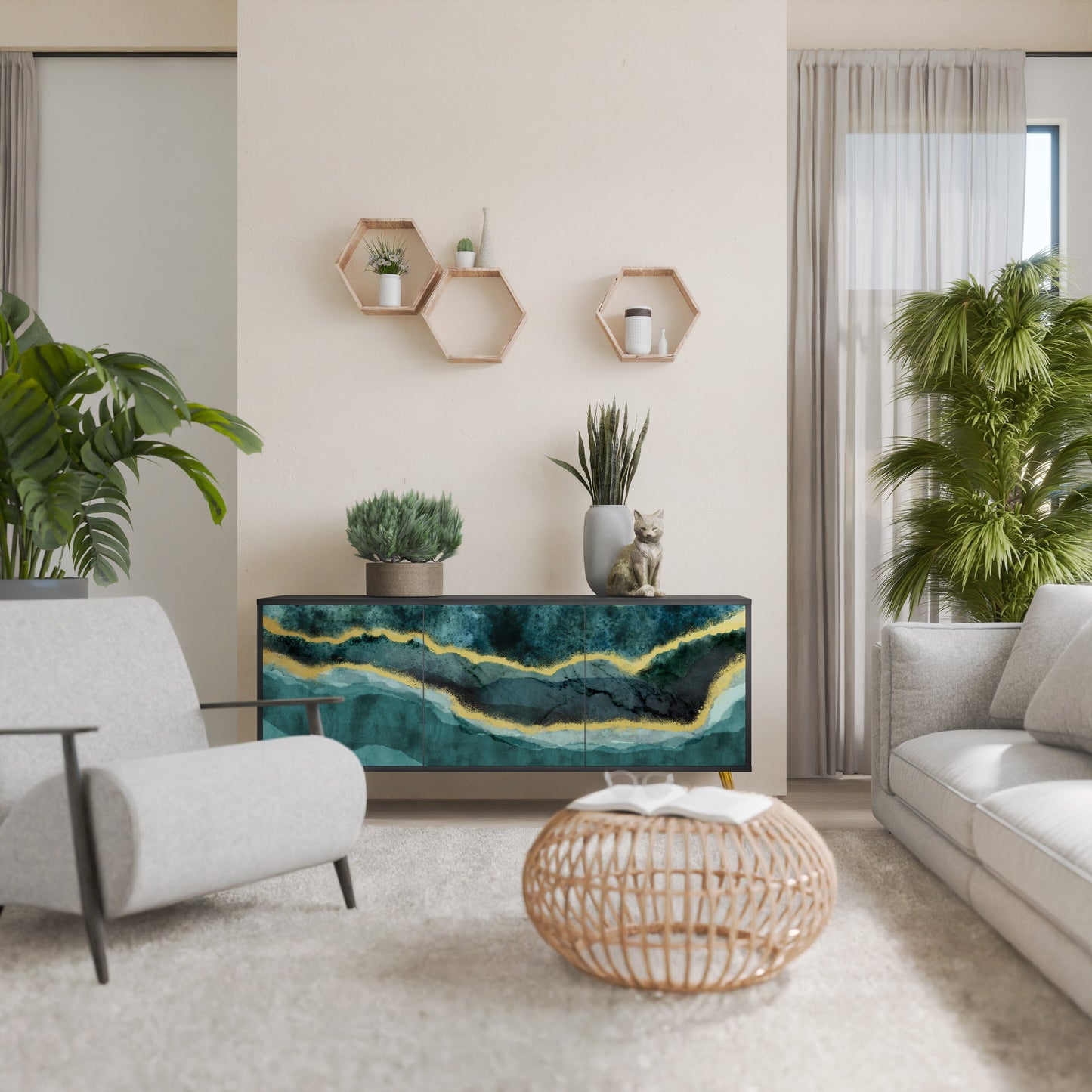 Credenza a 3 ante GOLDRUSH ODYSSEY in finitura nera