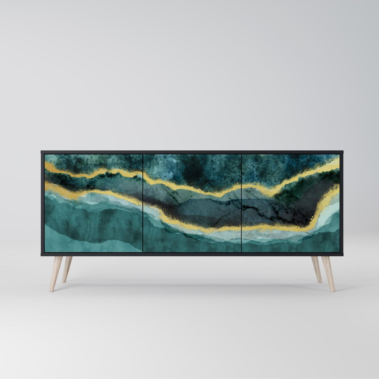 Credenza a 3 ante GOLDRUSH ODYSSEY in finitura nera