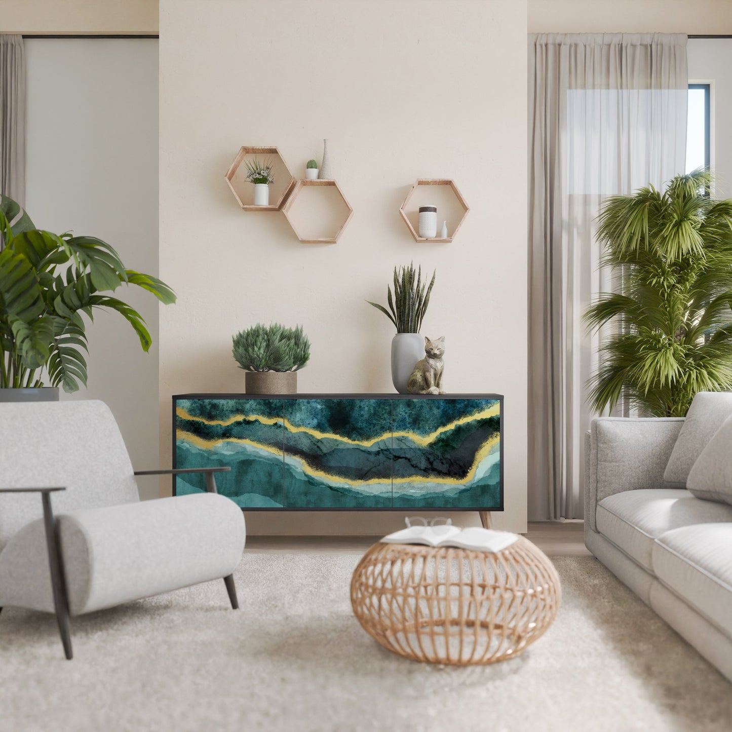 Credenza a 3 ante GOLDRUSH ODYSSEY in finitura nera