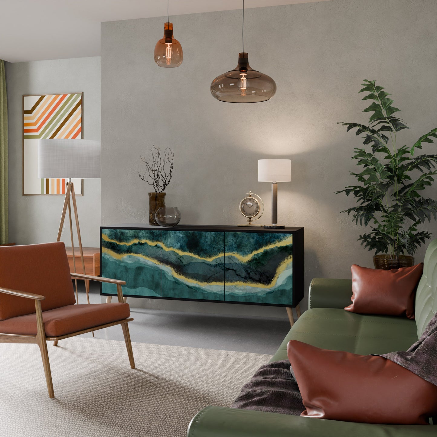 Credenza a 3 ante GOLDRUSH ODYSSEY in finitura nera