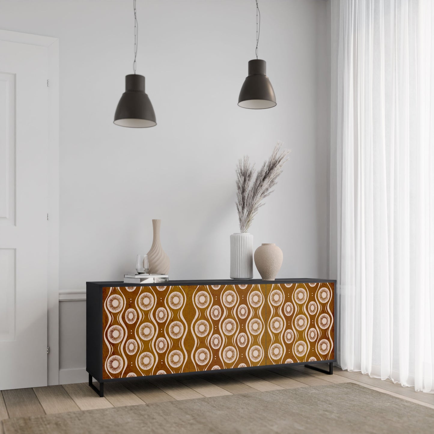 BROWN EYES 3-Door Sideboard in Black Finish