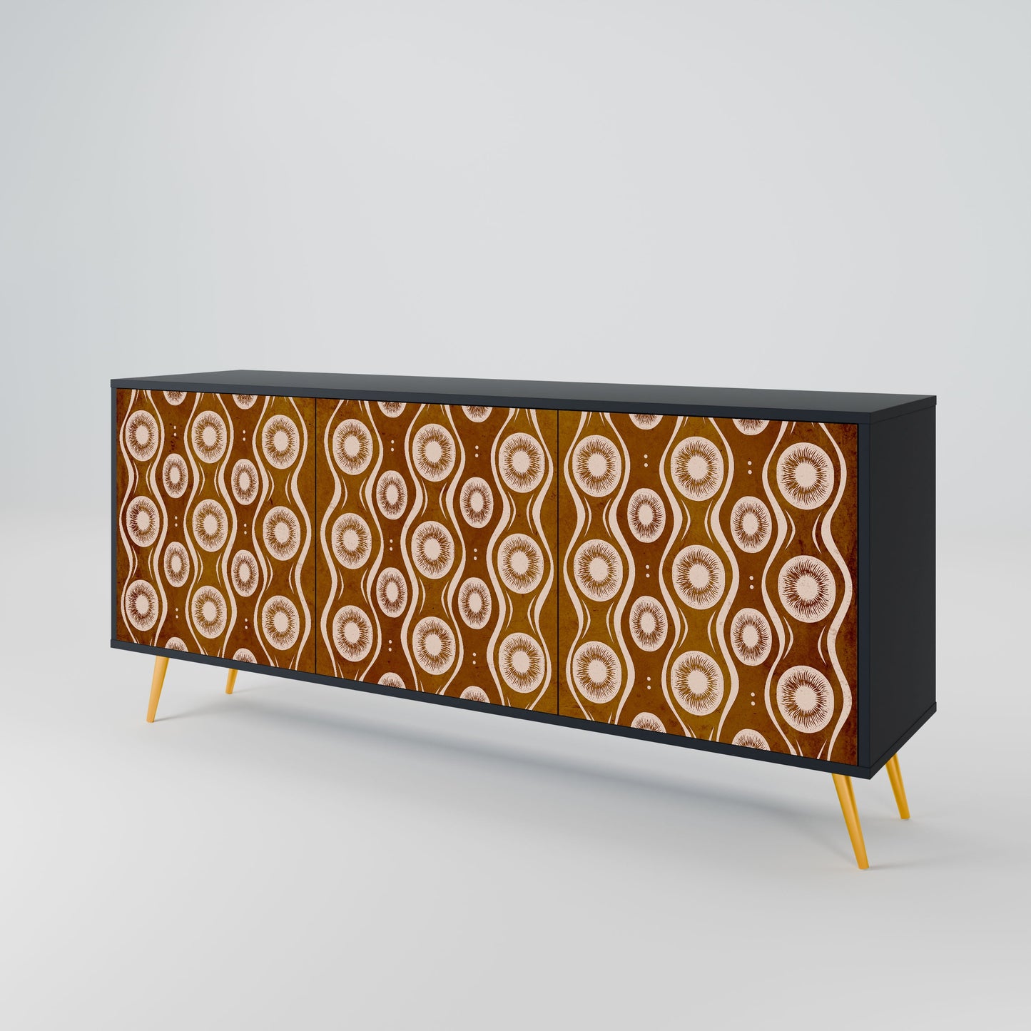 BROWN EYES 3-Door Sideboard in Black Finish