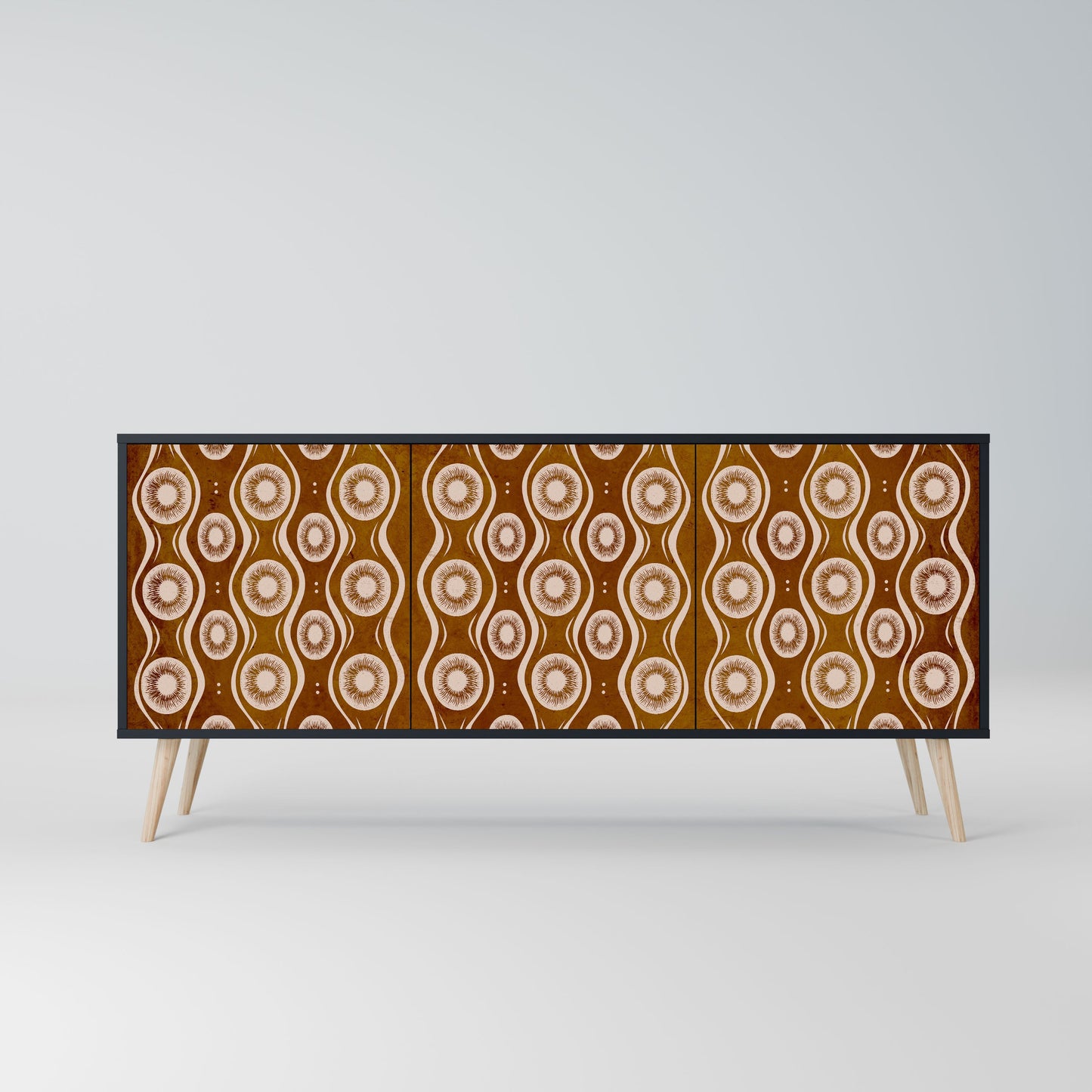 BROWN EYES 3-Door Sideboard in Black Finish