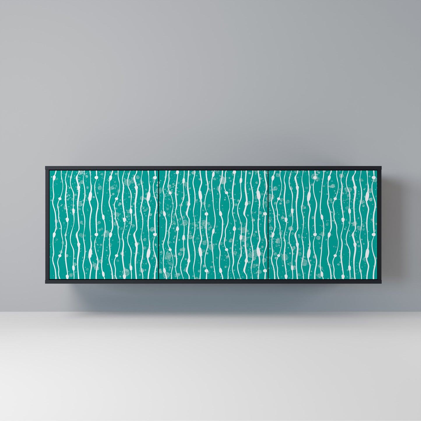TURQUOISE RAIN Madia a 3 Ante in Finitura Nera