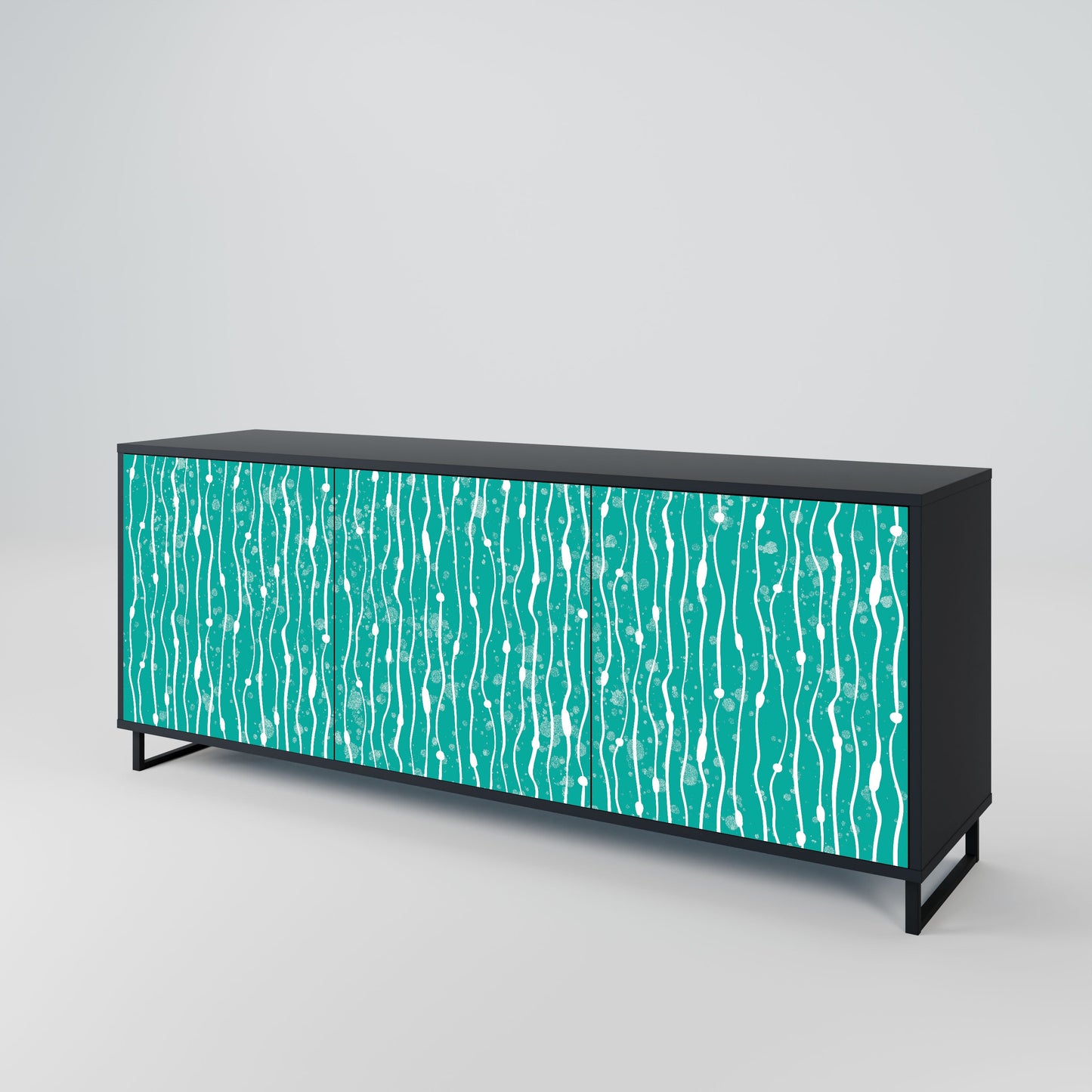 TURQUOISE RAIN 3-Door Sideboard in Black Finish