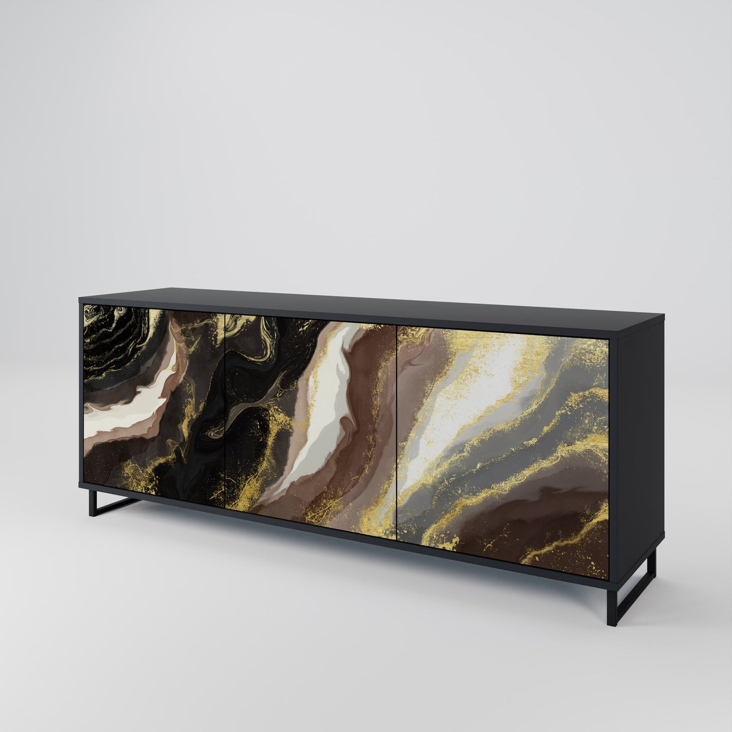 Credenza a 3 ante GOLD DUST in finitura nera