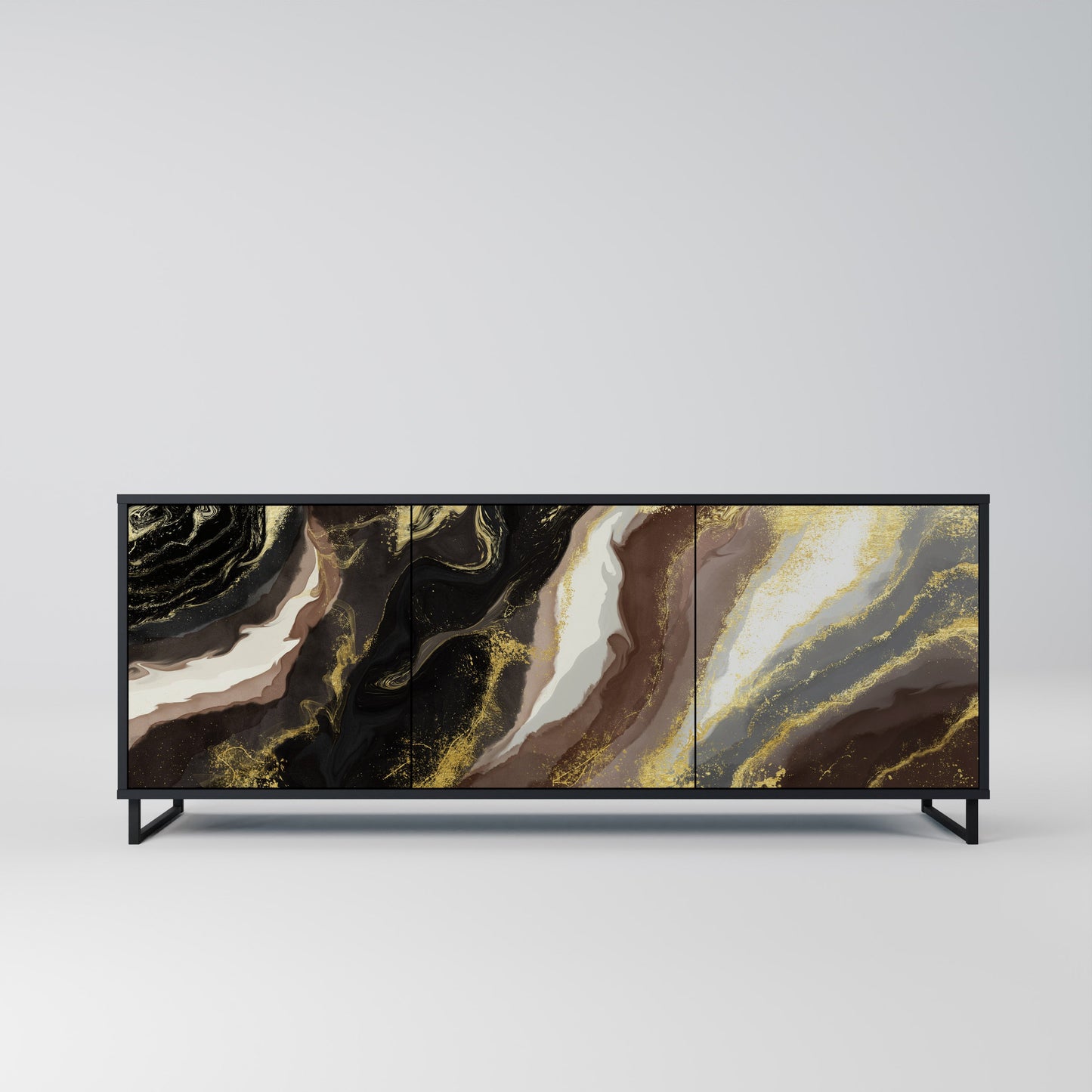 Credenza a 3 ante GOLD DUST in finitura nera