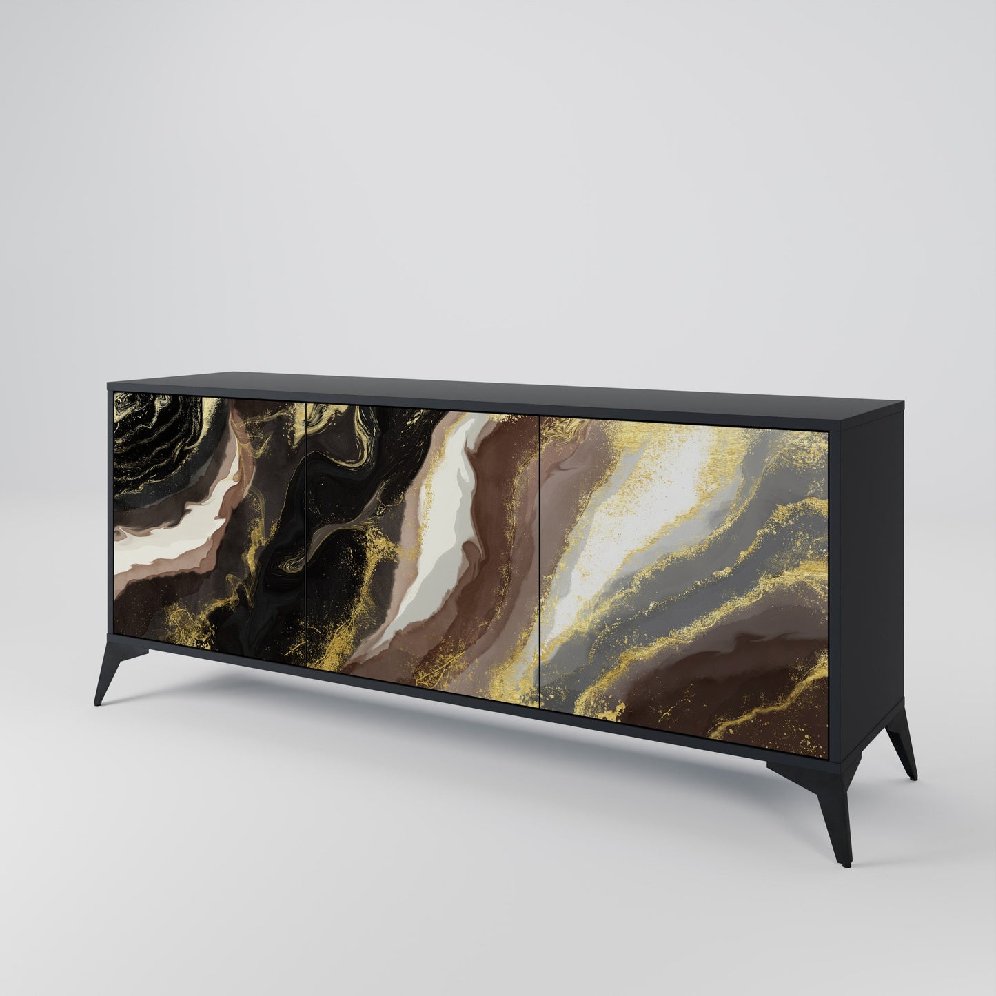 Credenza a 3 ante GOLD DUST in finitura nera