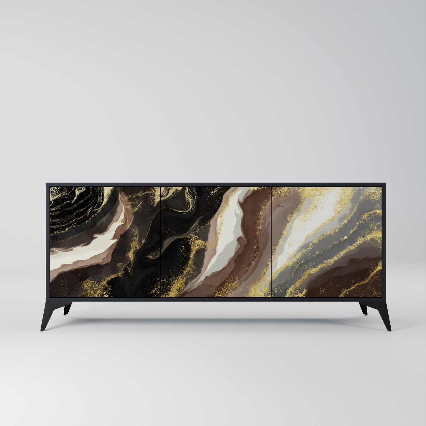 Credenza a 3 ante GOLD DUST in finitura nera