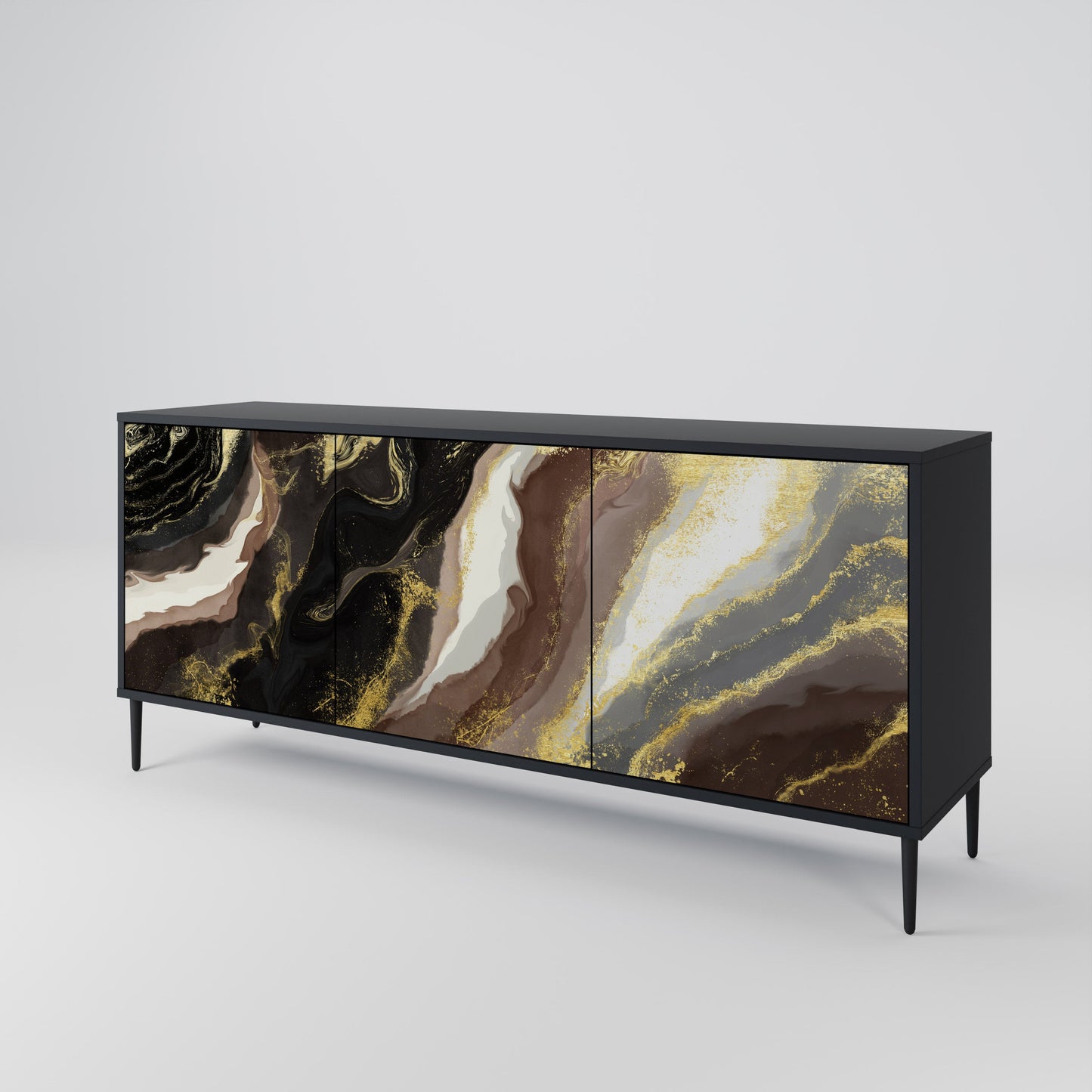 Credenza a 3 ante GOLD DUST in finitura nera