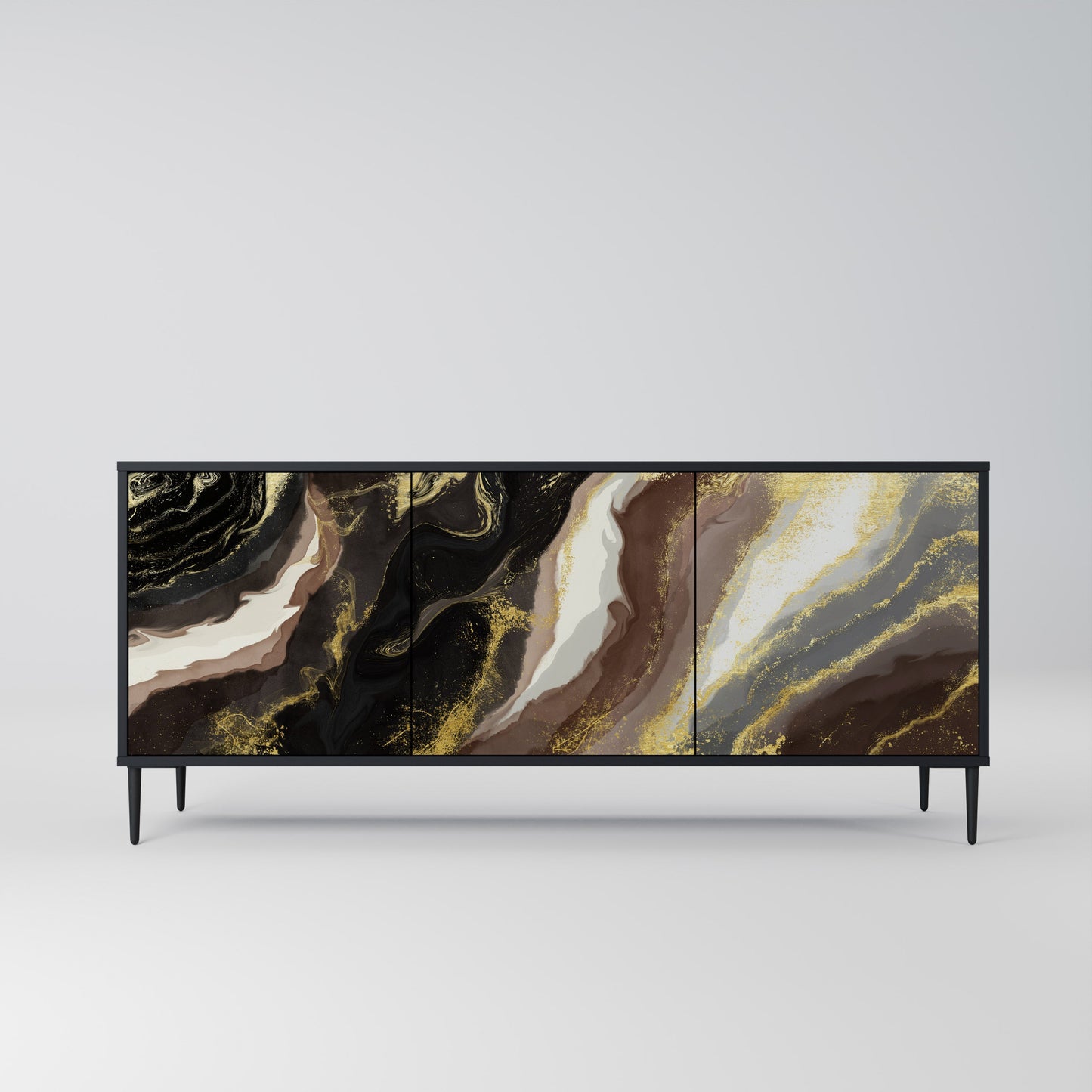 Credenza a 3 ante GOLD DUST in finitura nera