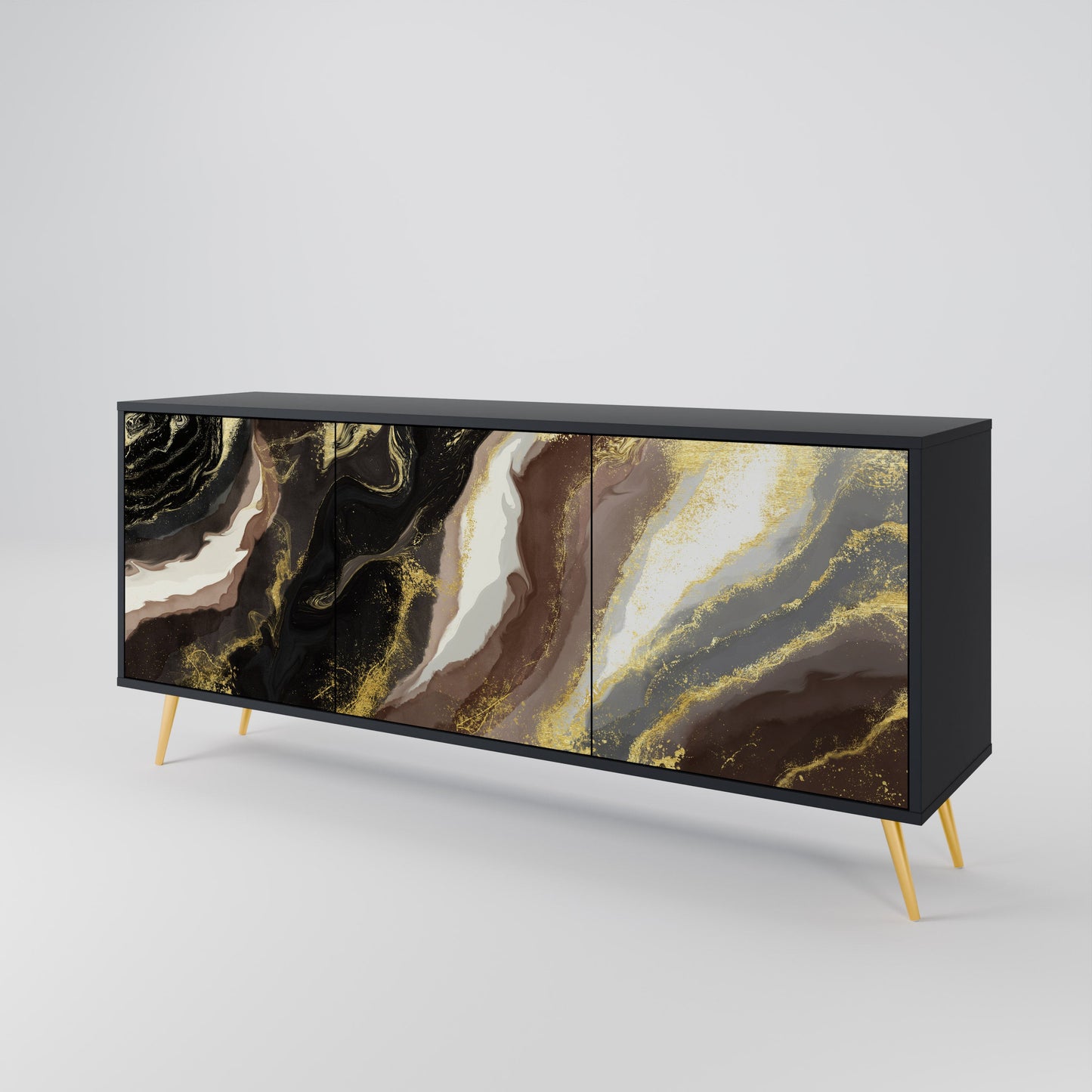 Credenza a 3 ante GOLD DUST in finitura nera