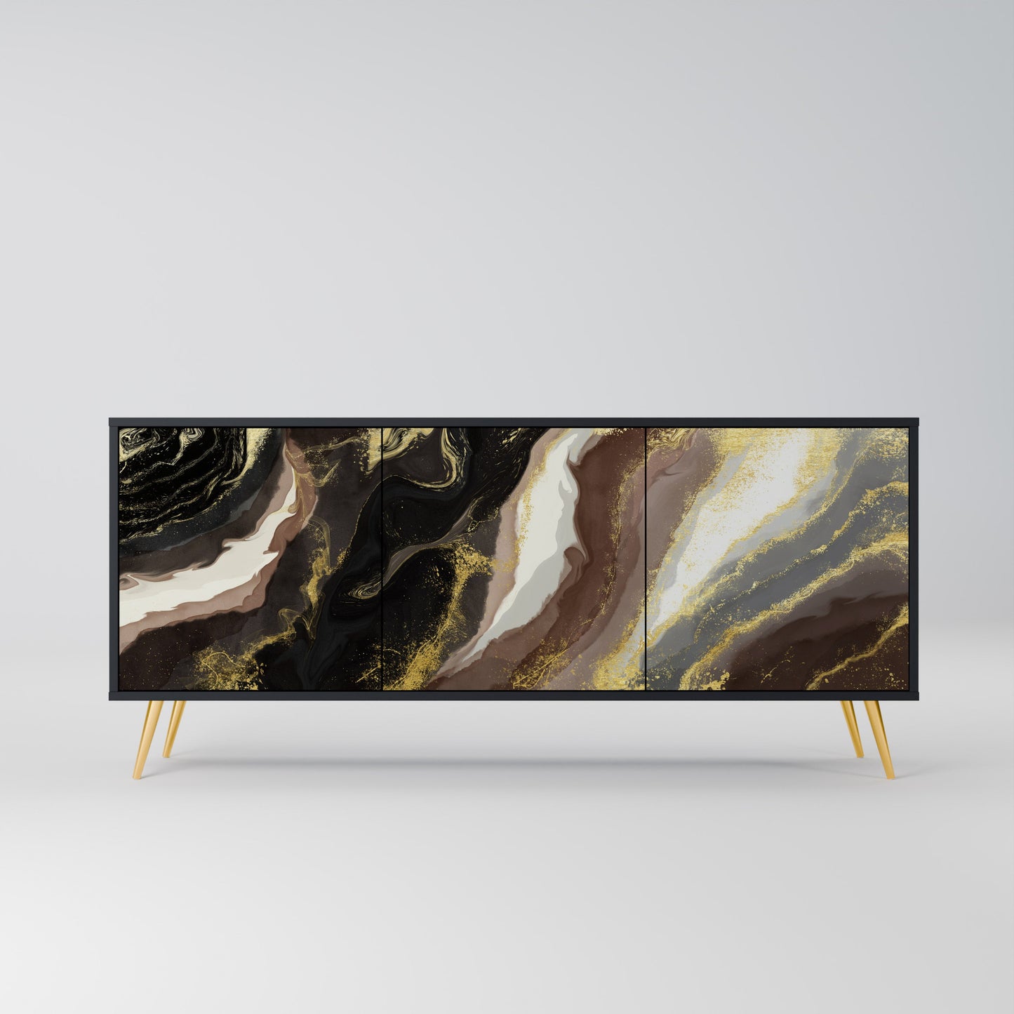 Credenza a 3 ante GOLD DUST in finitura nera