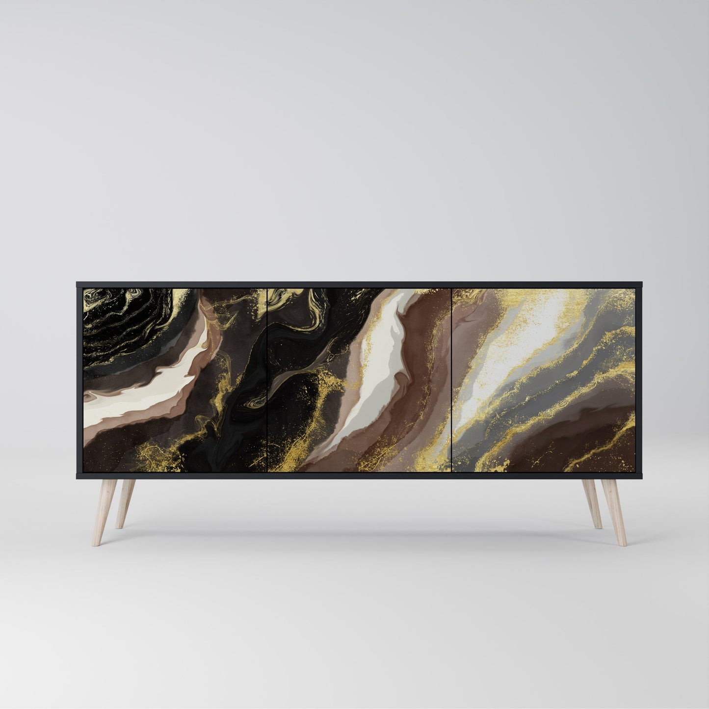 Credenza a 3 ante GOLD DUST in finitura nera