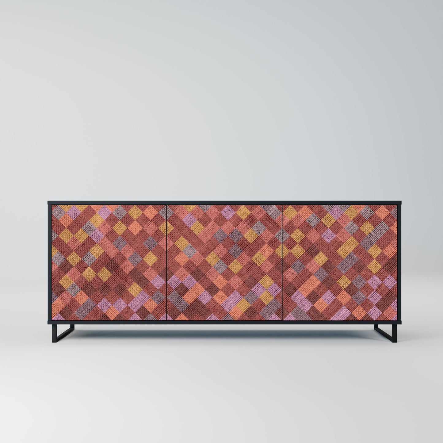 Credenza a 3 ante PAINTED SQUARES in finitura nera