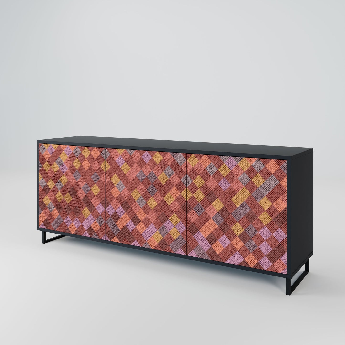 Credenza a 3 ante PAINTED SQUARES in finitura nera