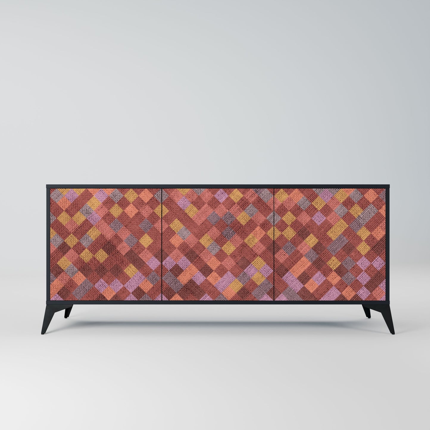 Credenza a 3 ante PAINTED SQUARES in finitura nera