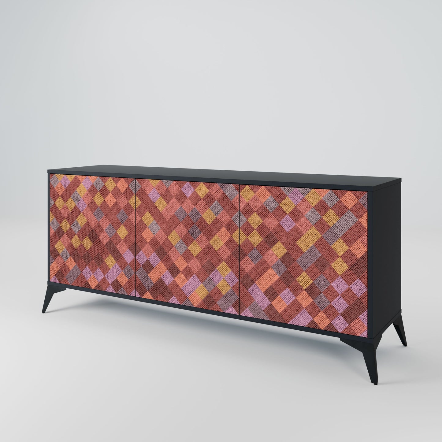 Credenza a 3 ante PAINTED SQUARES in finitura nera