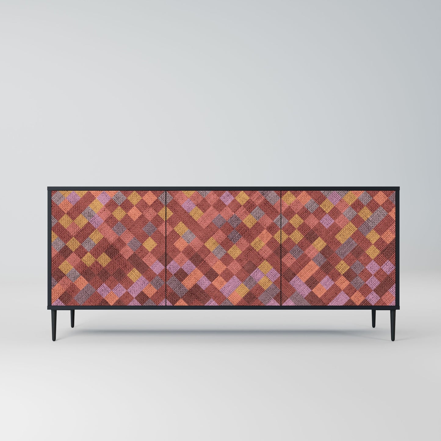 Credenza a 3 ante PAINTED SQUARES in finitura nera