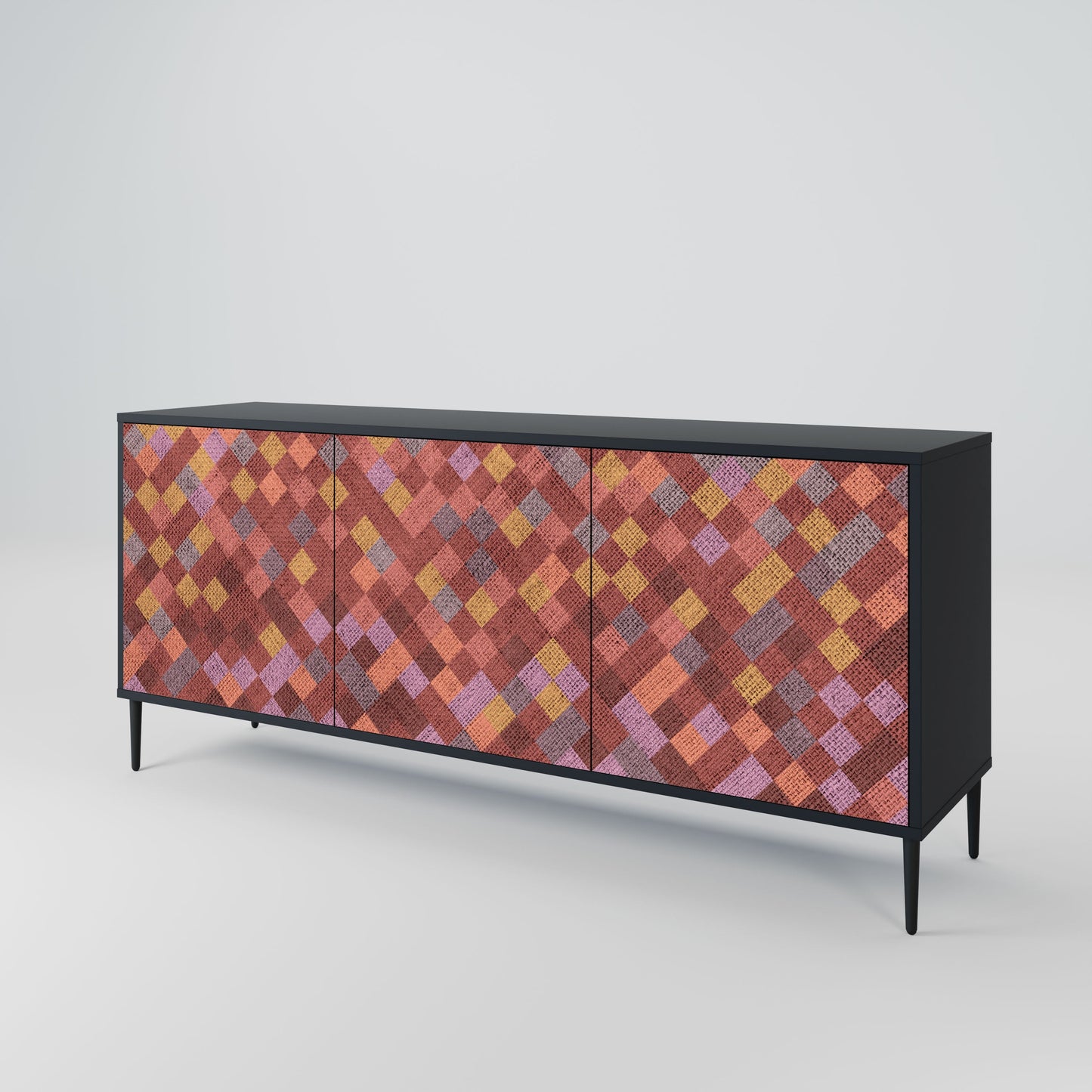 Credenza a 3 ante PAINTED SQUARES in finitura nera