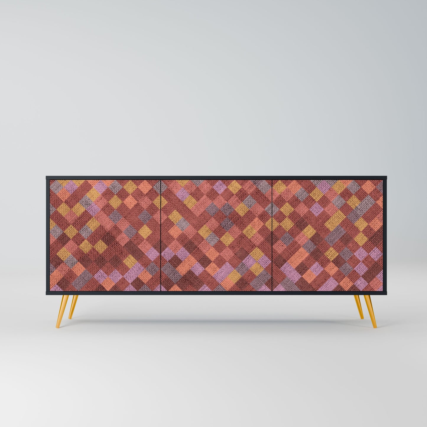 Credenza a 3 ante PAINTED SQUARES in finitura nera