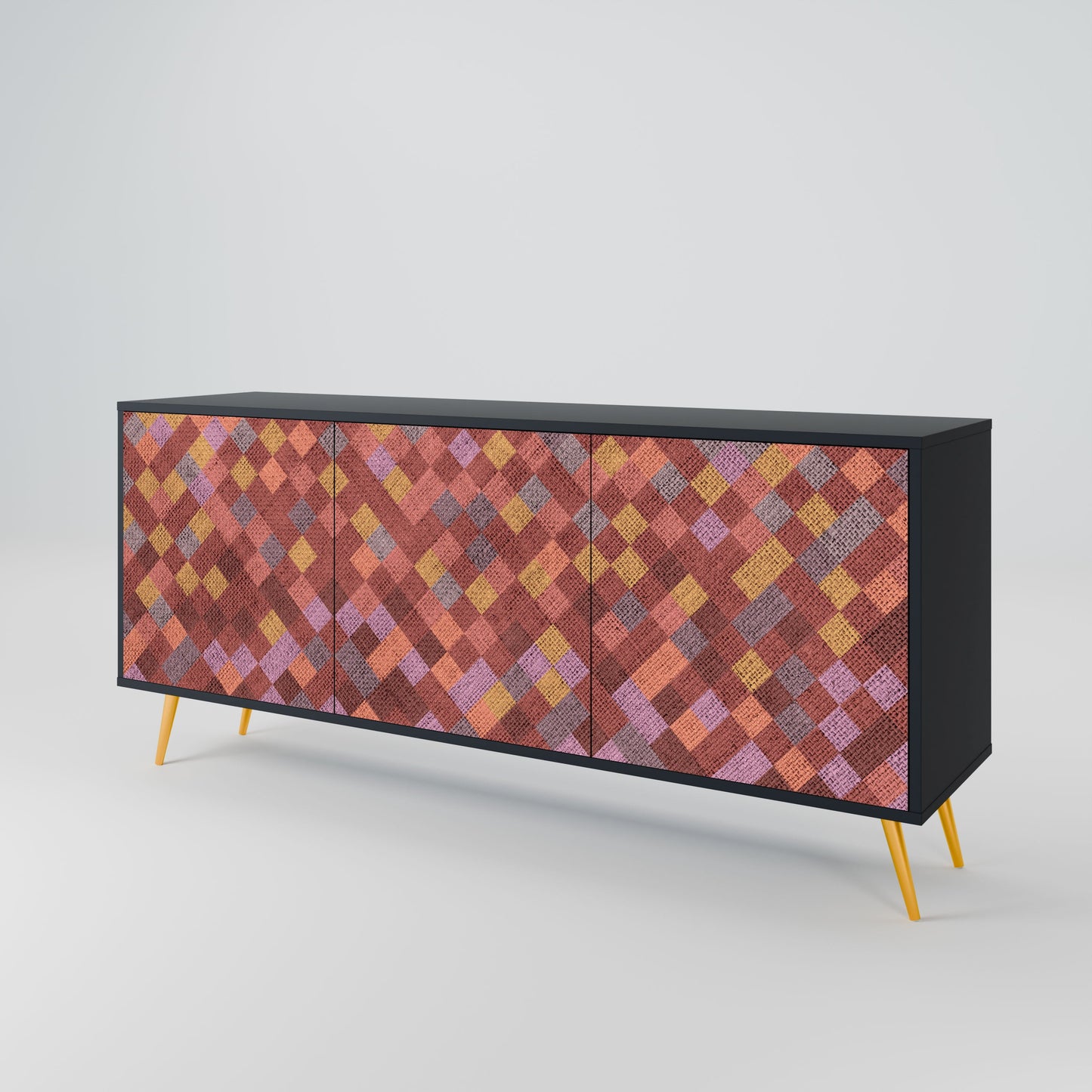 Credenza a 3 ante PAINTED SQUARES in finitura nera