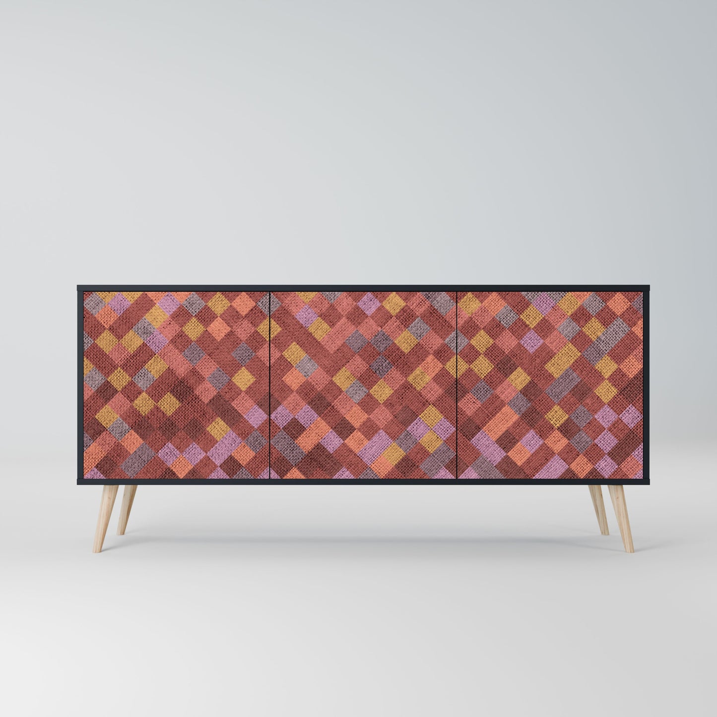 Credenza a 3 ante PAINTED SQUARES in finitura nera