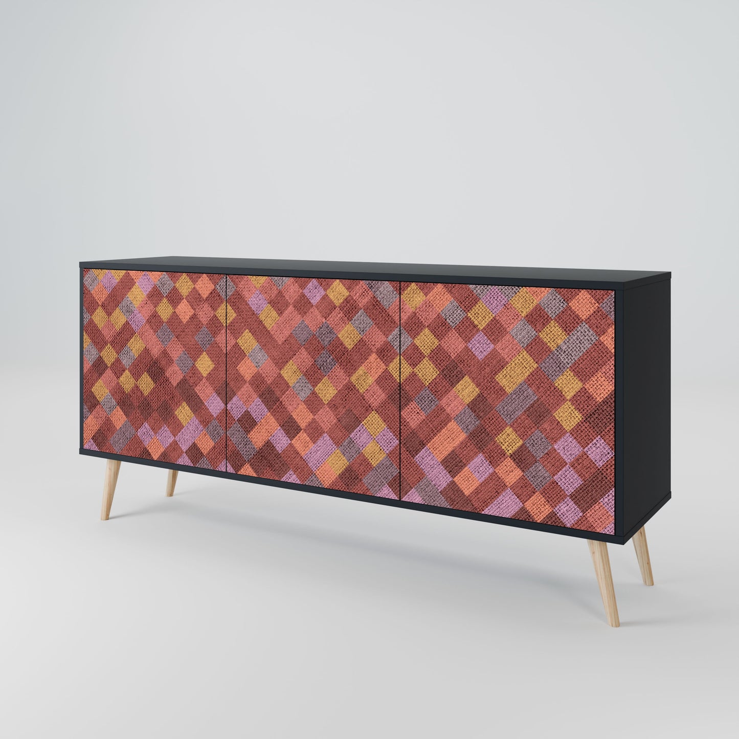 Credenza a 3 ante PAINTED SQUARES in finitura nera
