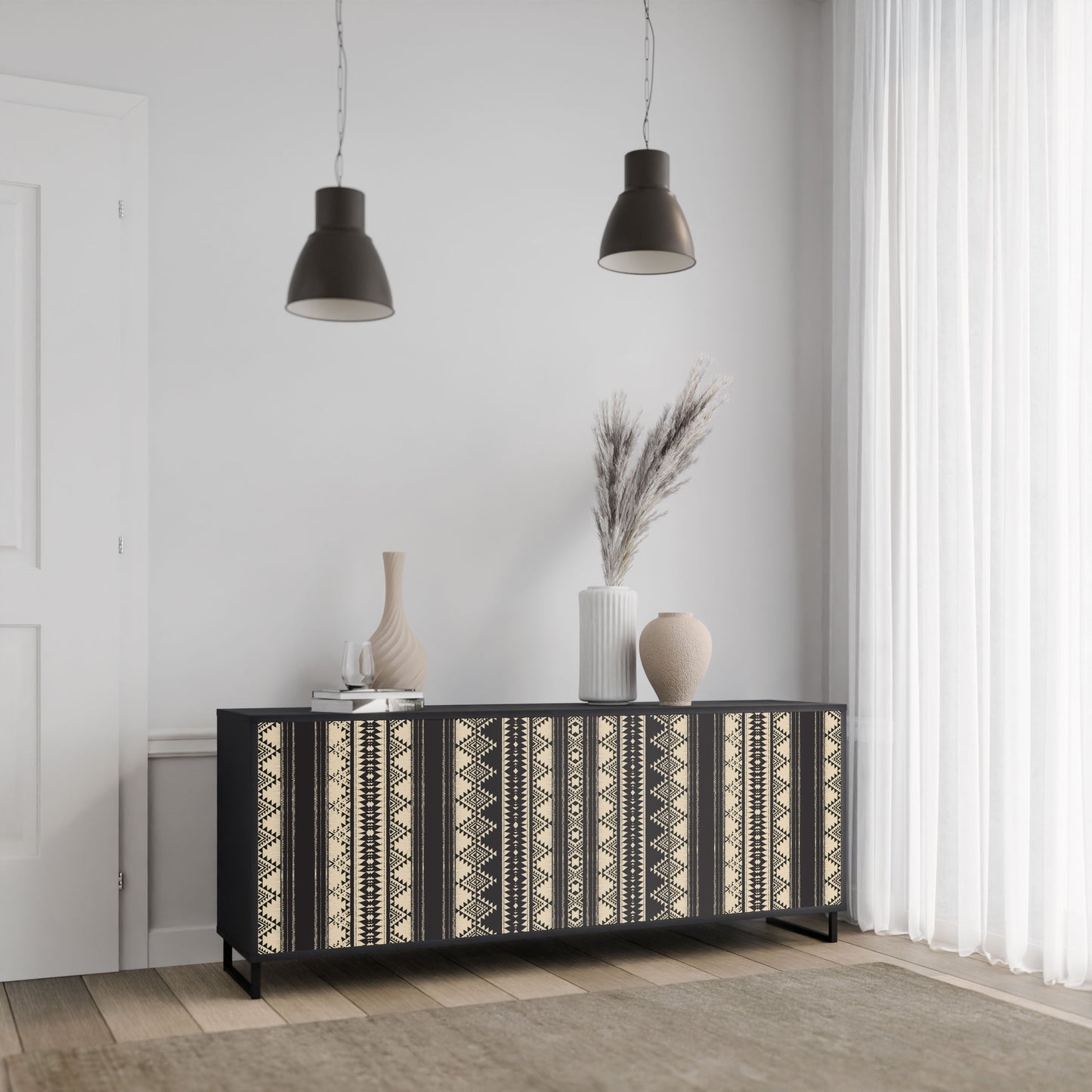 Credenza AZTEC a 3 ante in finitura nera