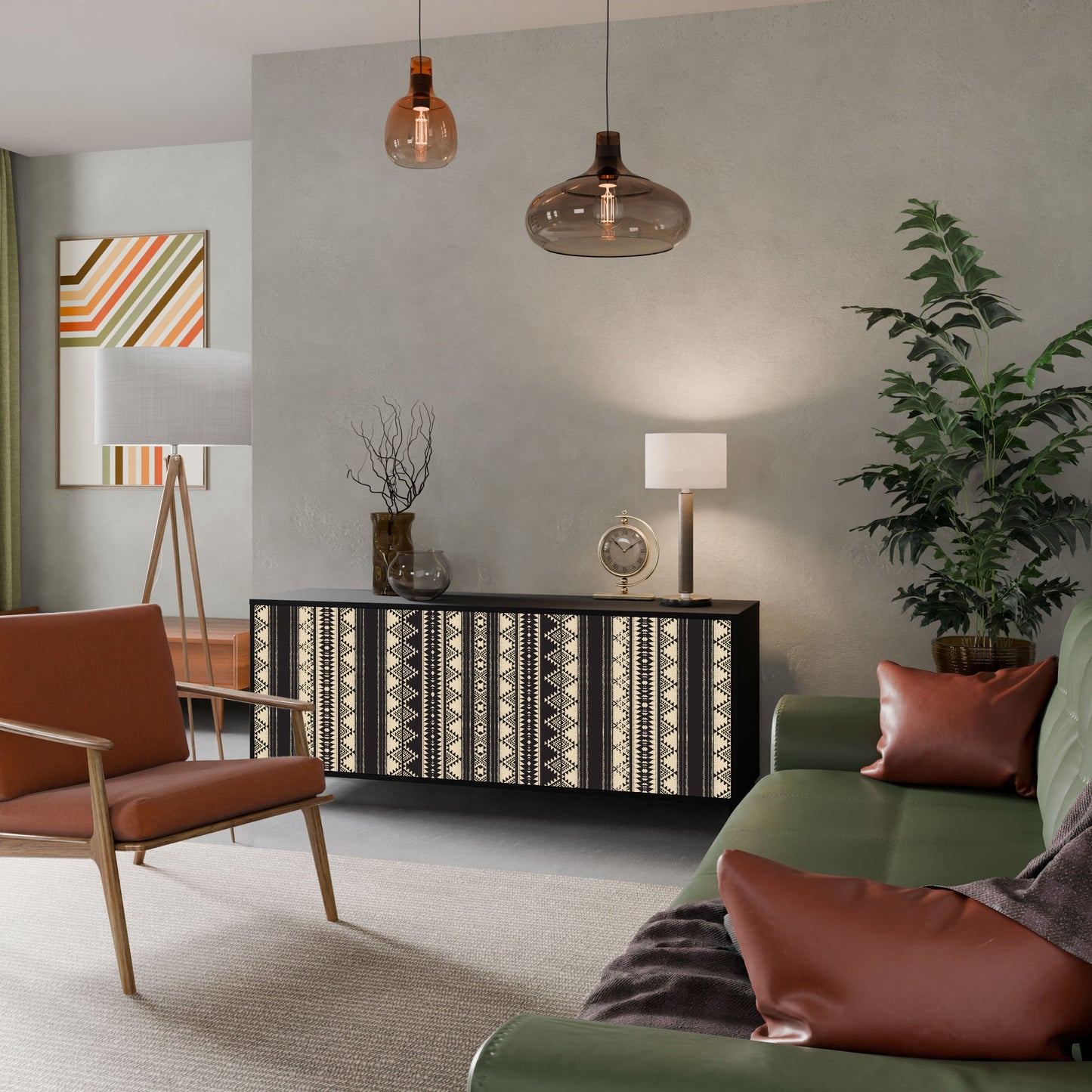 Credenza AZTEC a 3 ante in finitura nera