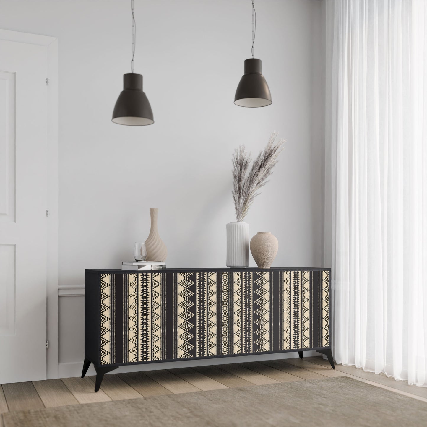 Credenza AZTEC a 3 ante in finitura nera