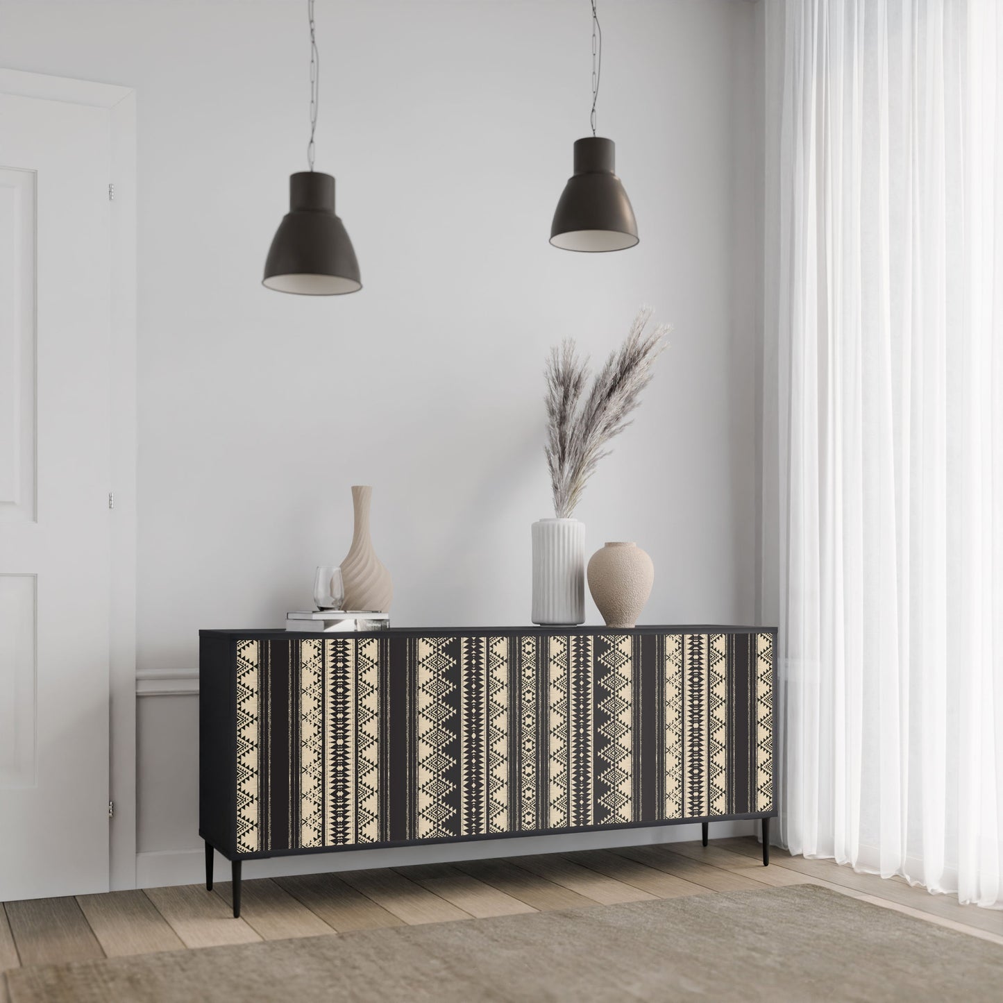 Credenza AZTEC a 3 ante in finitura nera