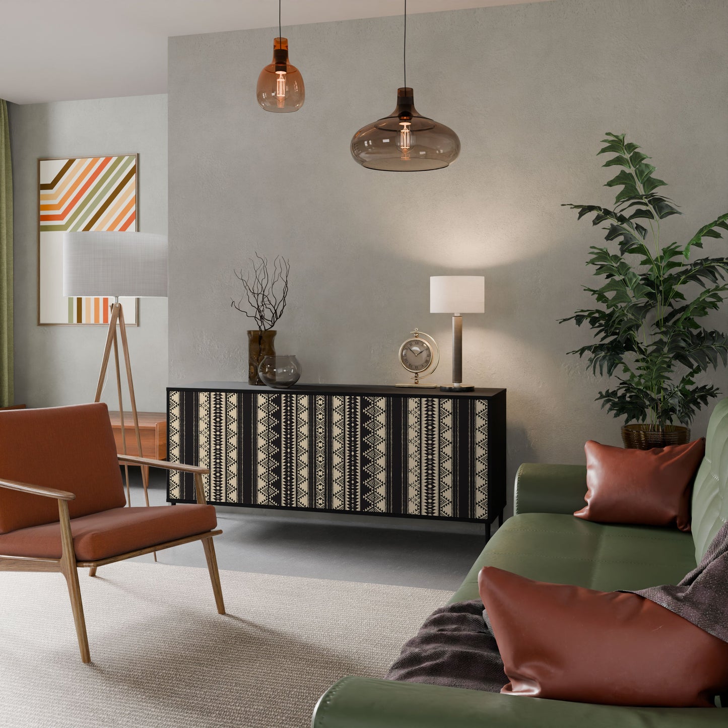 Credenza AZTEC a 3 ante in finitura nera