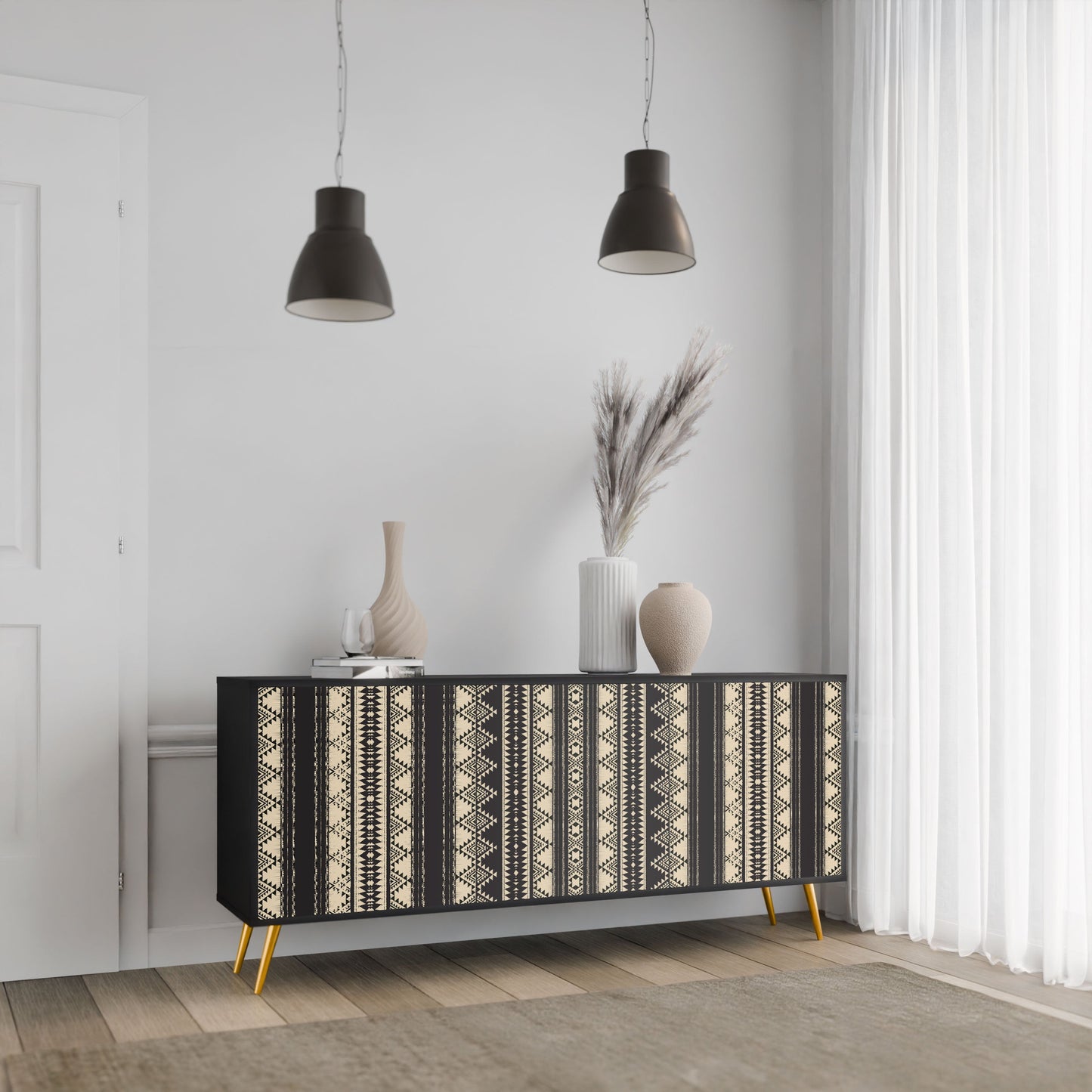 Credenza AZTEC a 3 ante in finitura nera