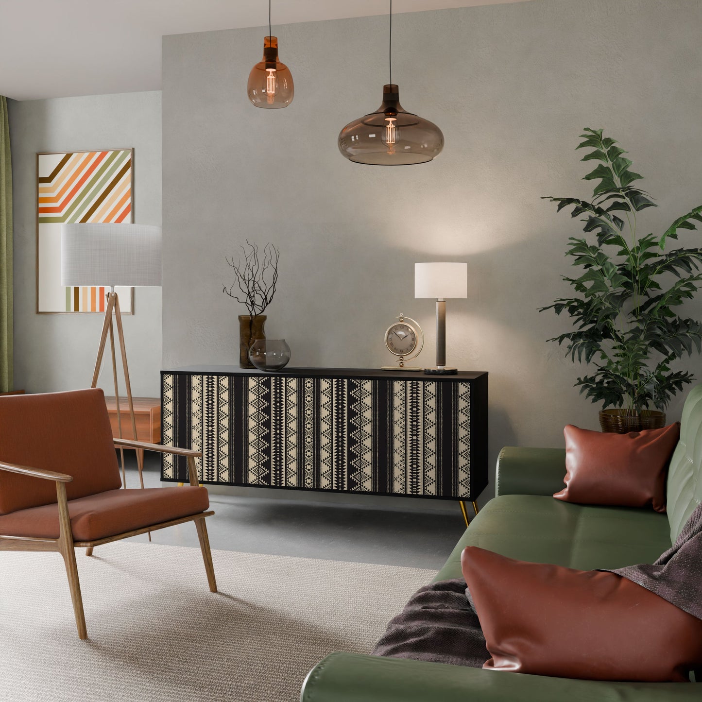 Credenza AZTEC a 3 ante in finitura nera