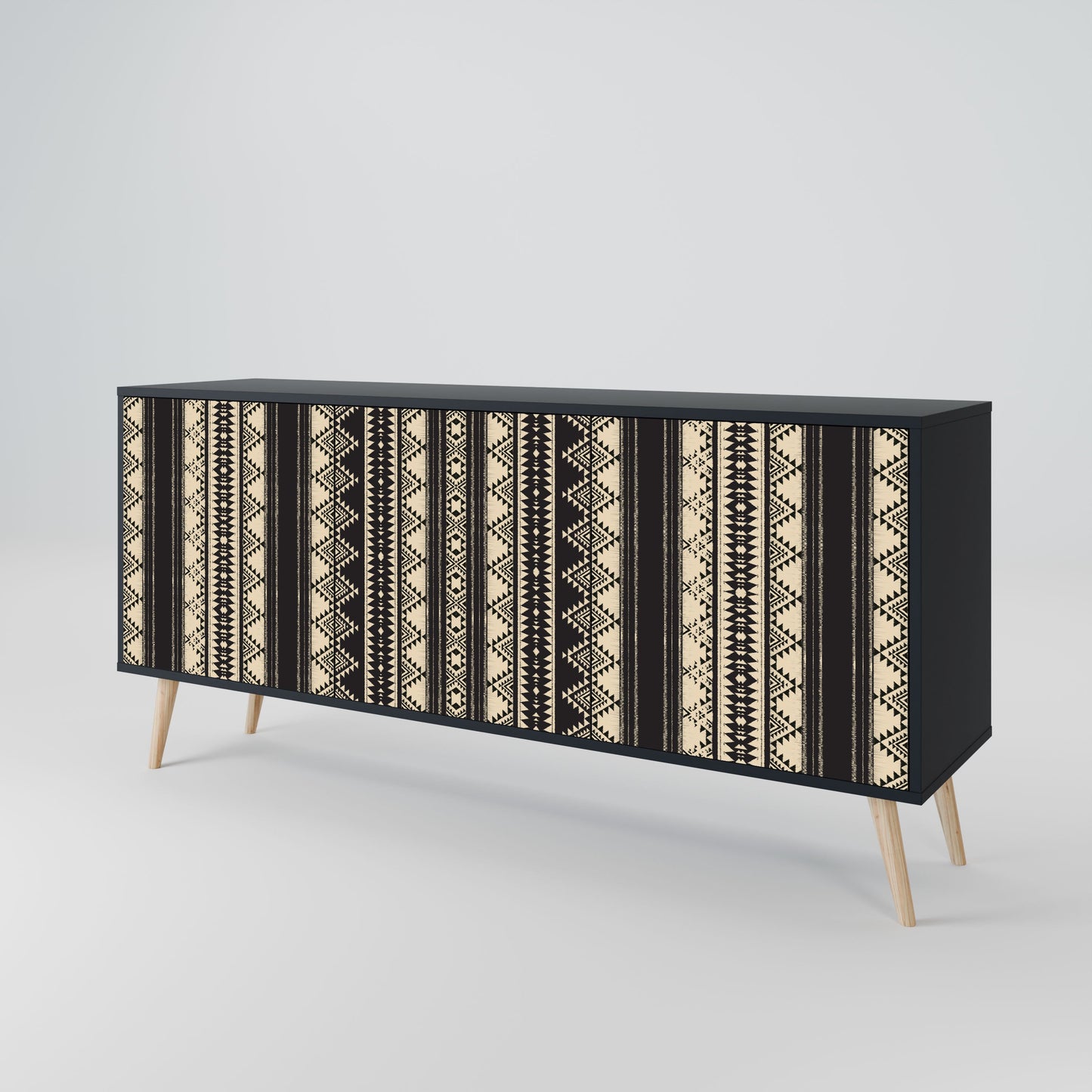 Credenza AZTEC a 3 ante in finitura nera